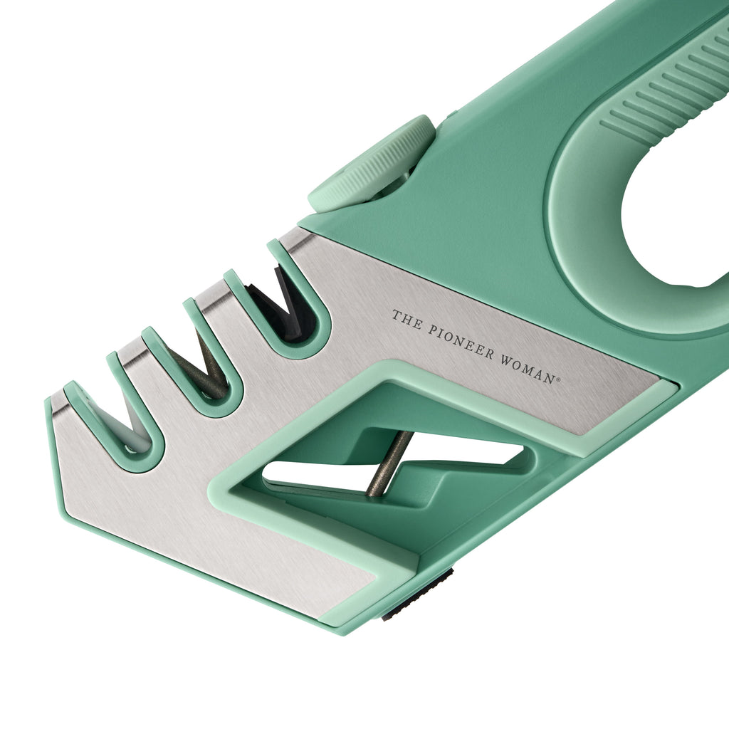 The Pioneer Woman 4 Stage Knife Shear & Sharpener, Green - Image 6