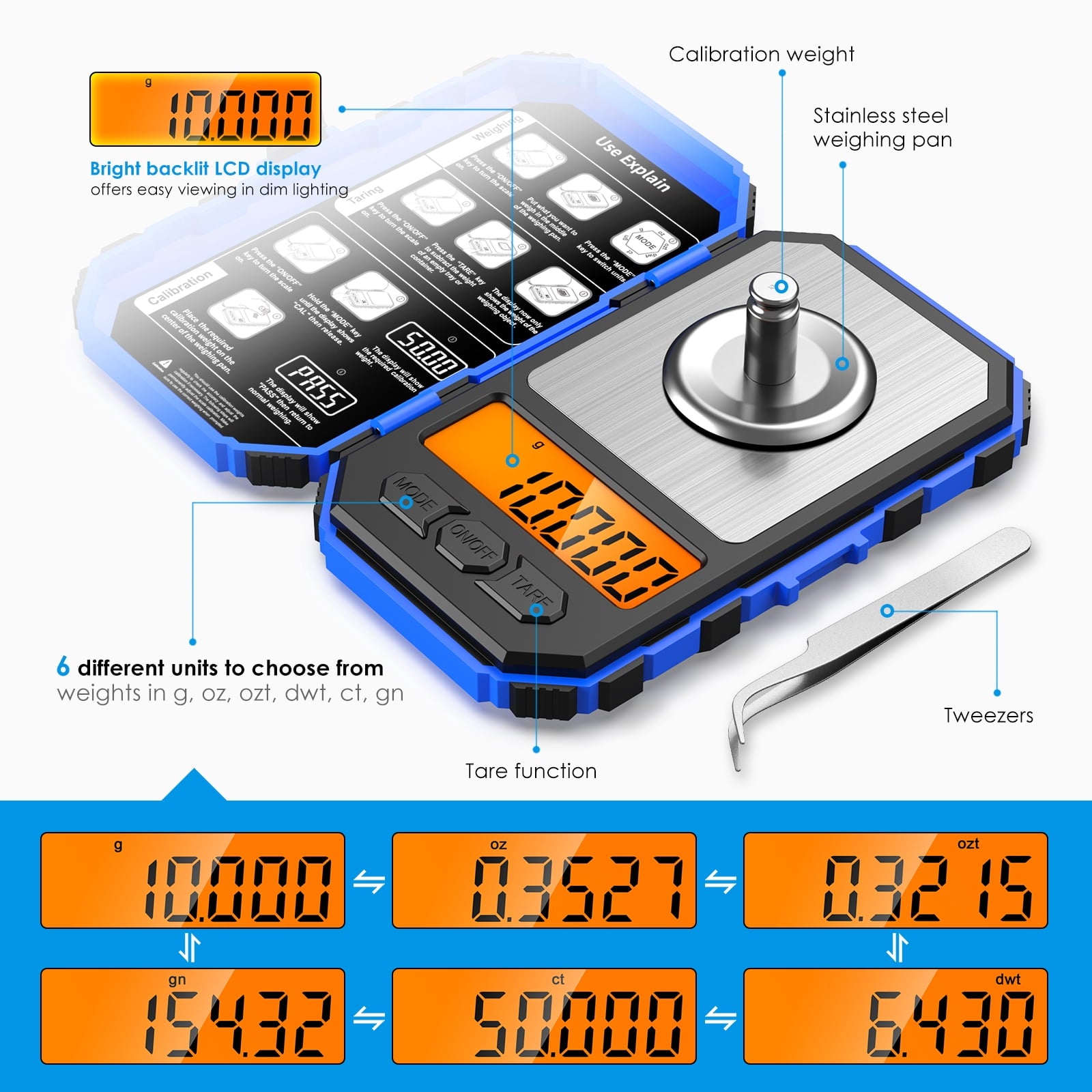 Scale for Kitchen, Digital Scale 20g-0.001g Pocket Scale Electronic Smart Scale with 20g Calibration Weight Mini Scal... - Image 4