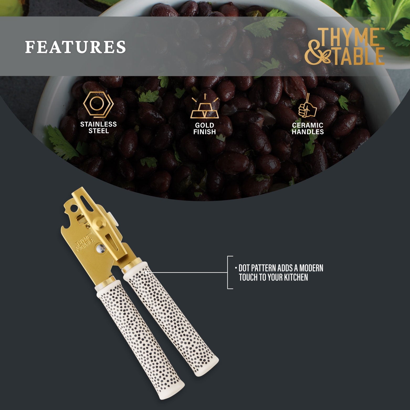 Thyme & Table Can Opener with Ceramic Dot Handle - Image 5