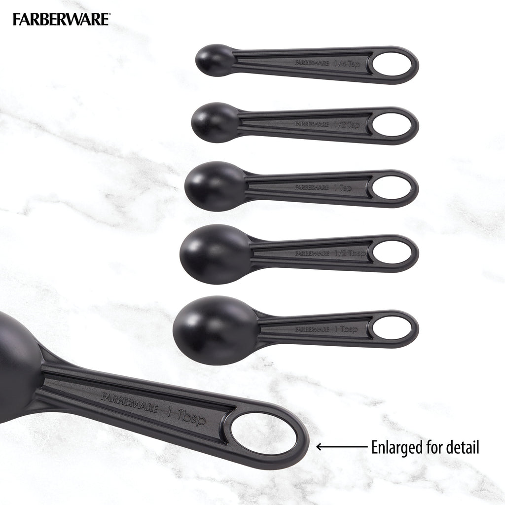 Professional 10 Piece Plastic Nesting Measuring Cup and Spoon Set Black - Image 6