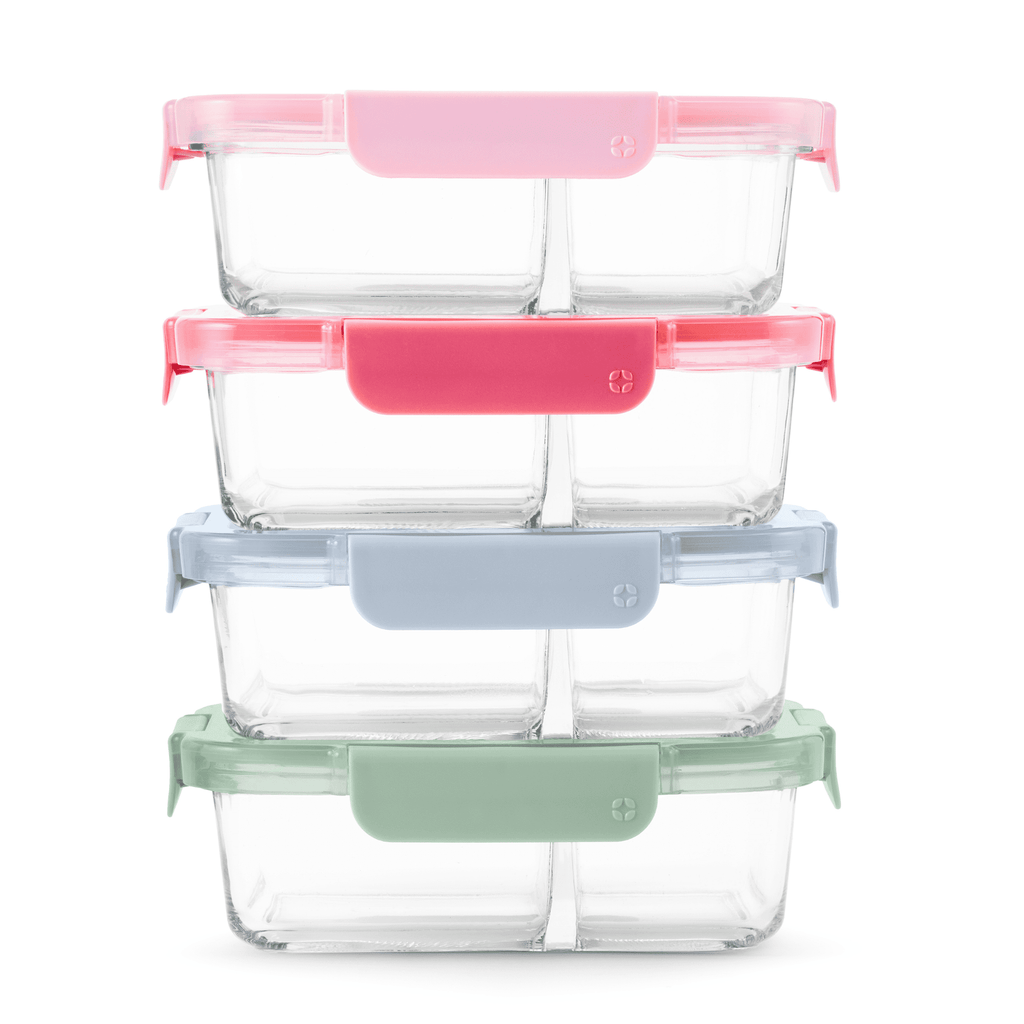 Ello Color Lock 8pc 3.4 Cup Divided Glass Meal Prep Set - Image 2