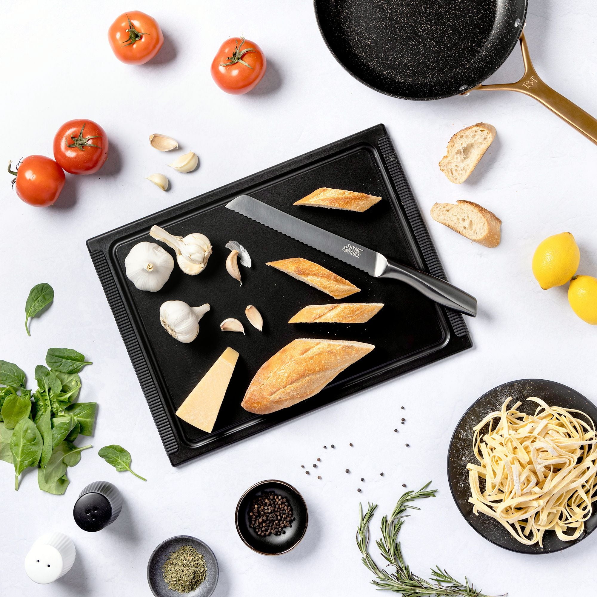 Thyme & Table Large 12"x16" Poly Cutting Board - Black - Image 5
