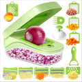 All-in-1 Vegetable Chopper with 8 Blades & Container - Dishwasher Safe, Mandoline Slicer & Shredder for Potato, Onion...