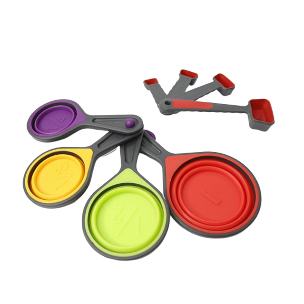 8-piece Set Silicone Telescopic Measuring Cup Measuring Spoon Baking Measuring Spoon Scale Measuring Tool for Powder