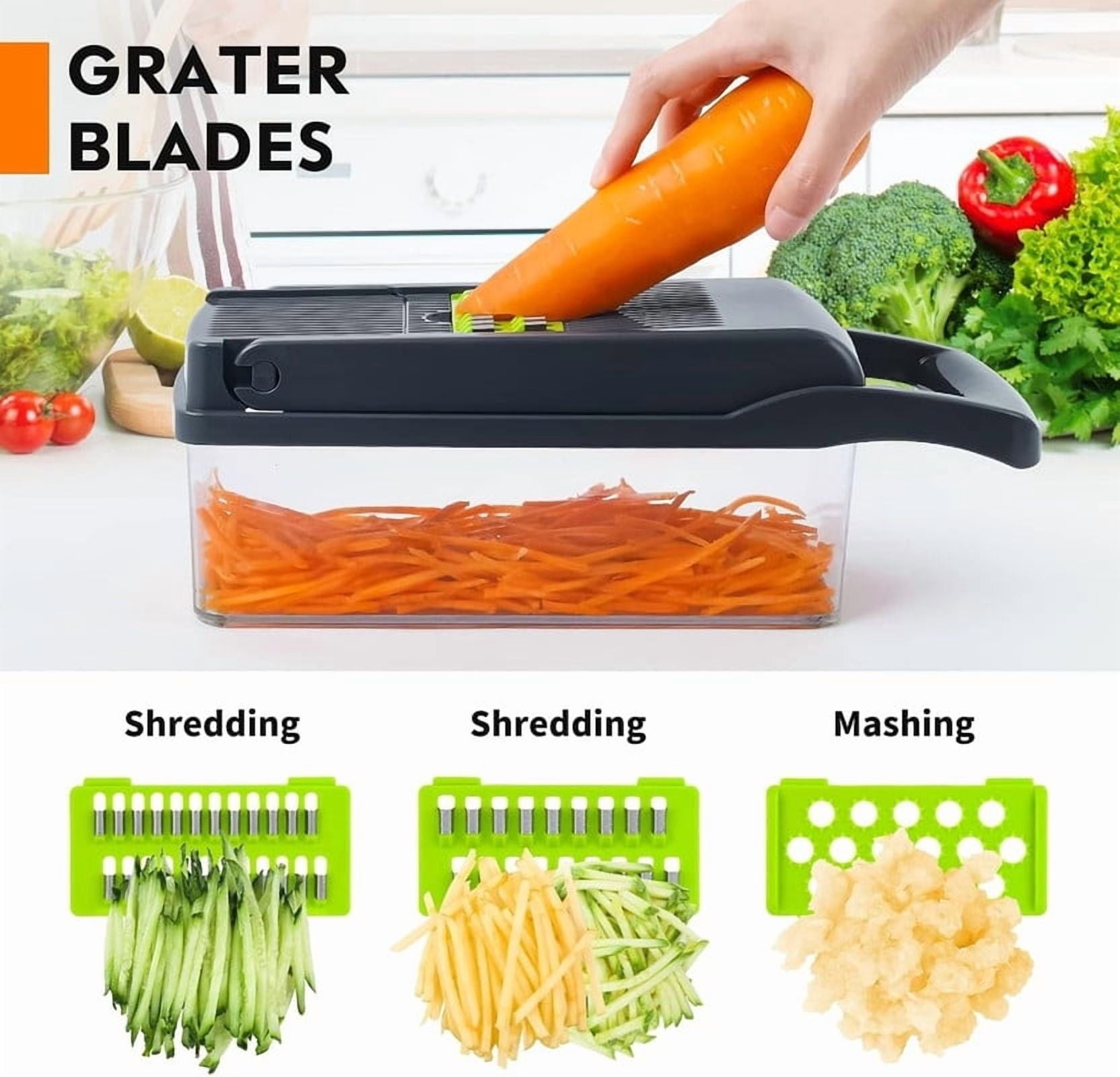 Vegetable Chopper Cutter Slicer Multifunctional 15-in-1 Food Veggie Salad Onion Chopper Cutter Dicer with Container, ... - Image 5