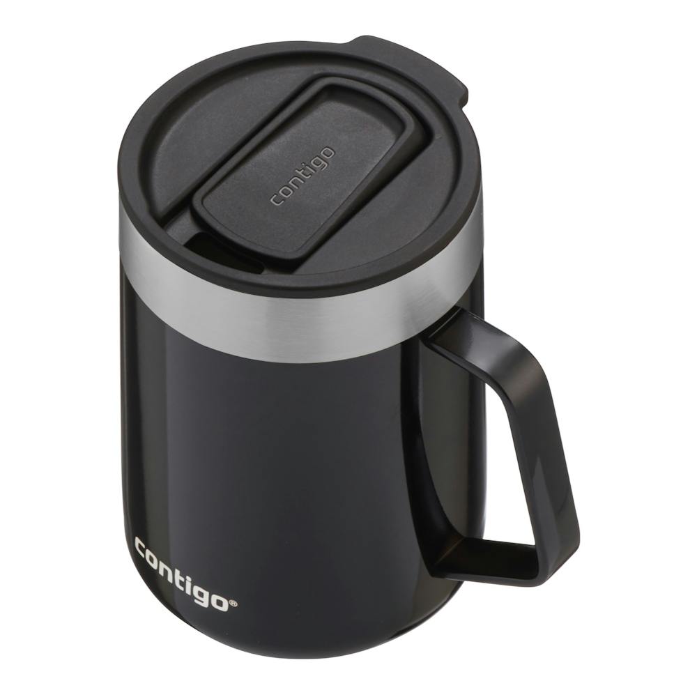 travel mug with handle in black