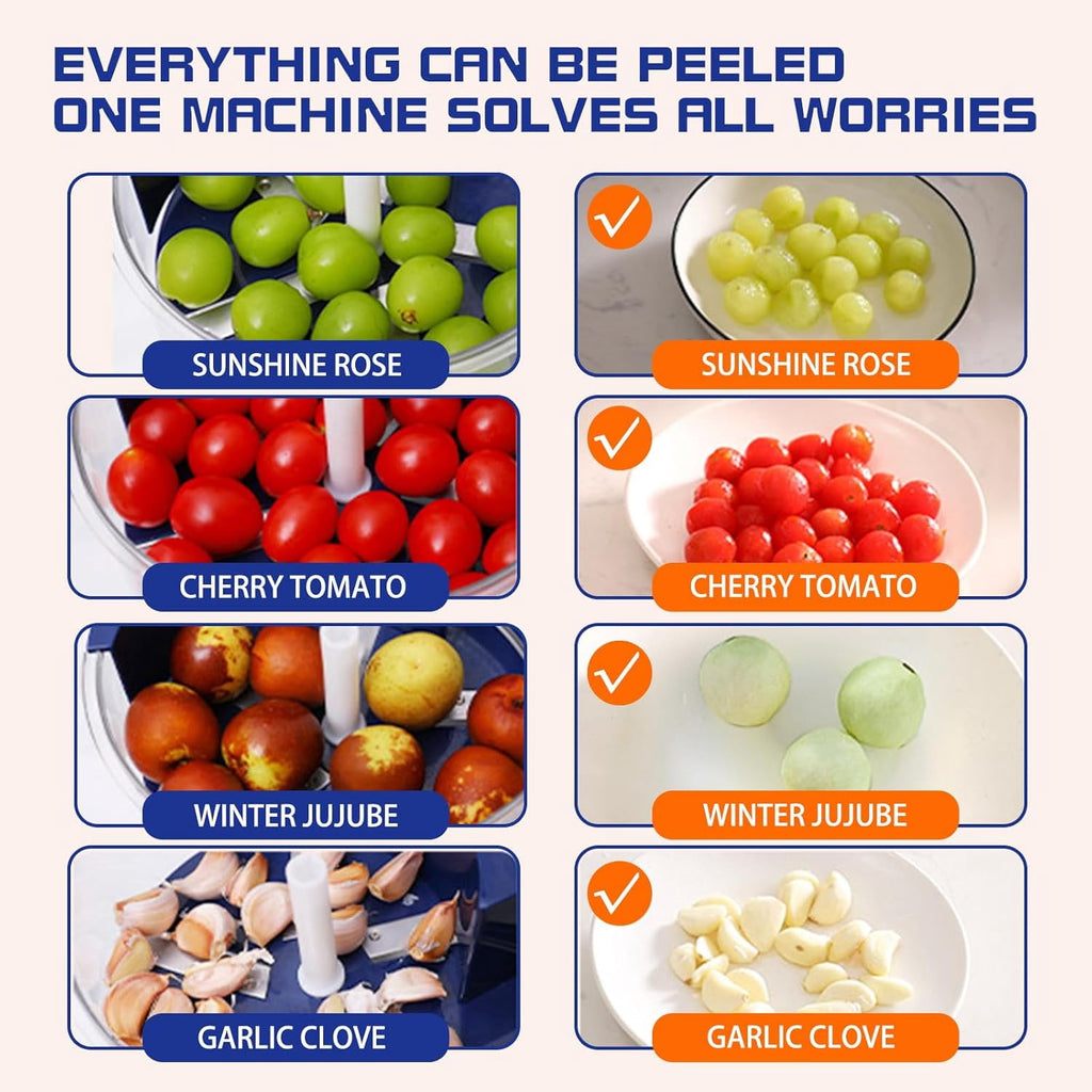 Electric Fruit Peeler Machine, Automatic Grape, Cherry Tomato & Garlic Peeler, Fast Small Fruit Skin Remover for Kitchen - Image 2