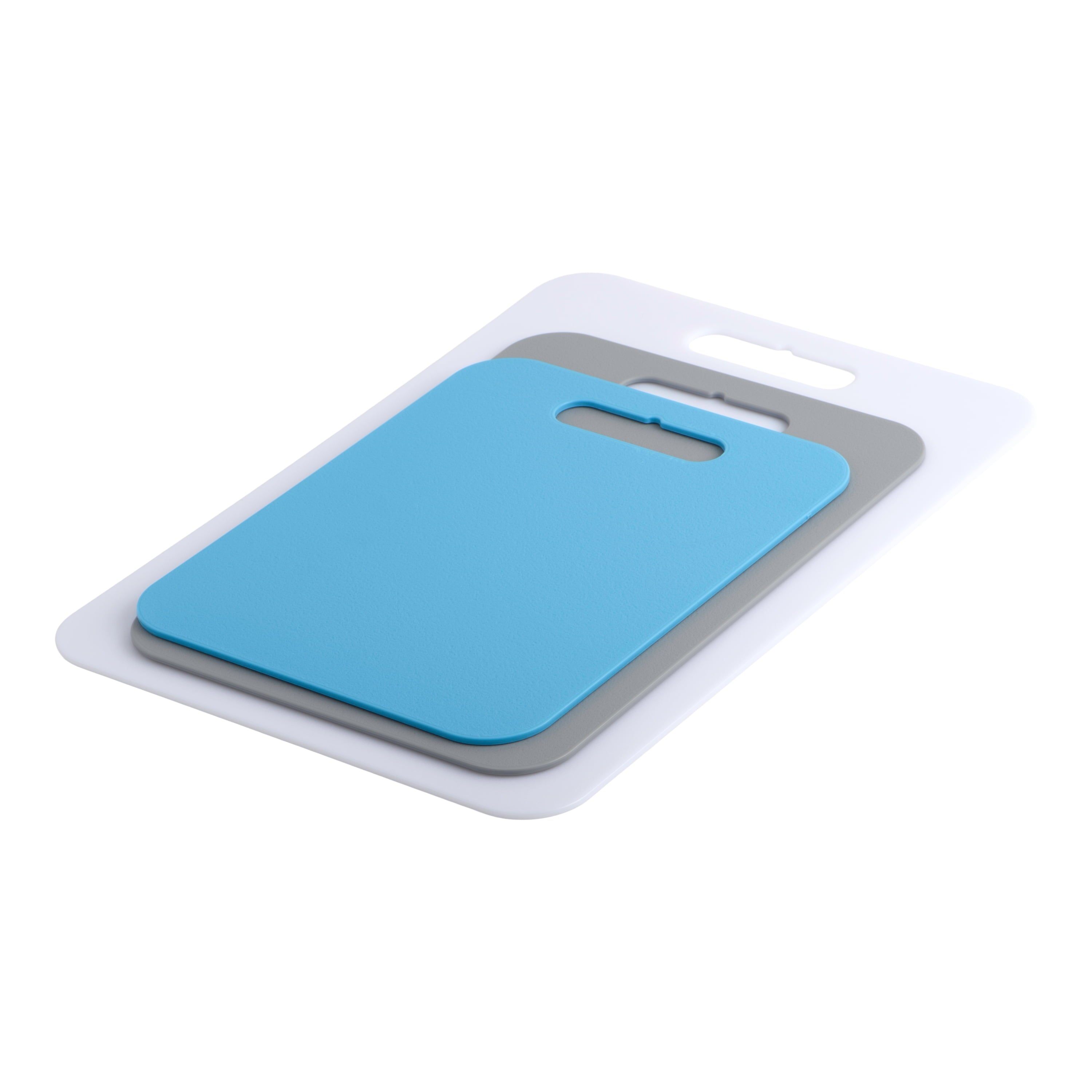 Architec 3-Piece Poly Reversible Cutting Boards Set, Assorted Sizes, Blue - Image 2