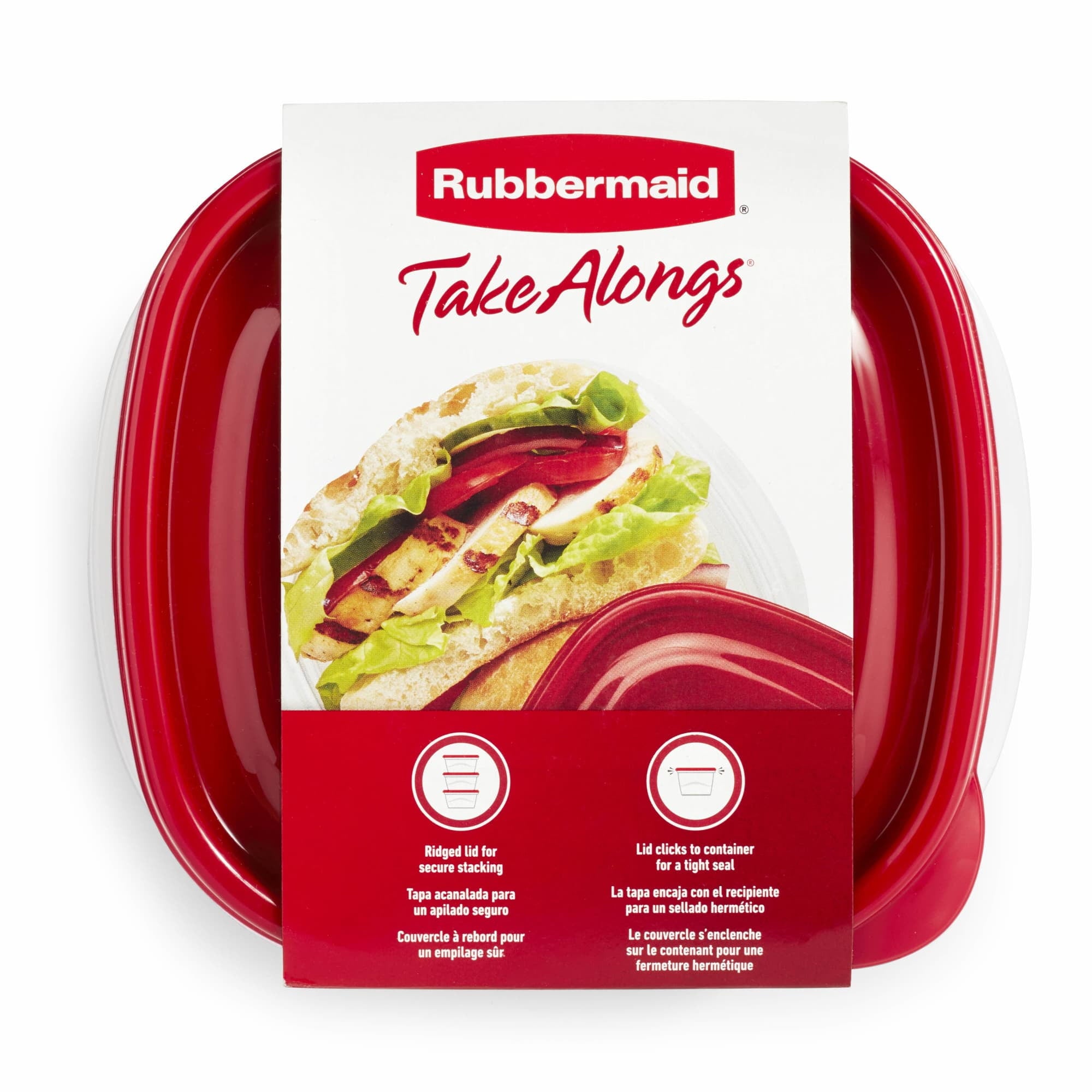 Rubbermaid TakeAlongs 2.9-Cup Square Food Storage Containers, Ruby Red, 4 Pack - Image 3