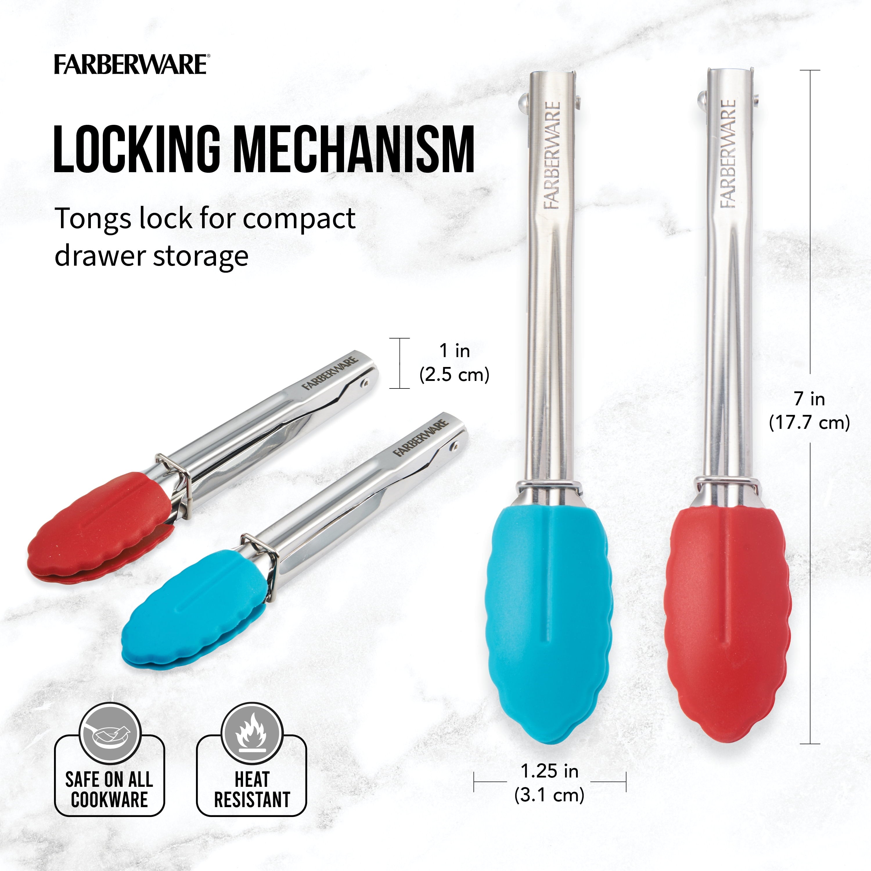 Stainless Steel Mini Locking Tongs with Silicone Tips, 2 Count, in Assorted Colors - Image 4