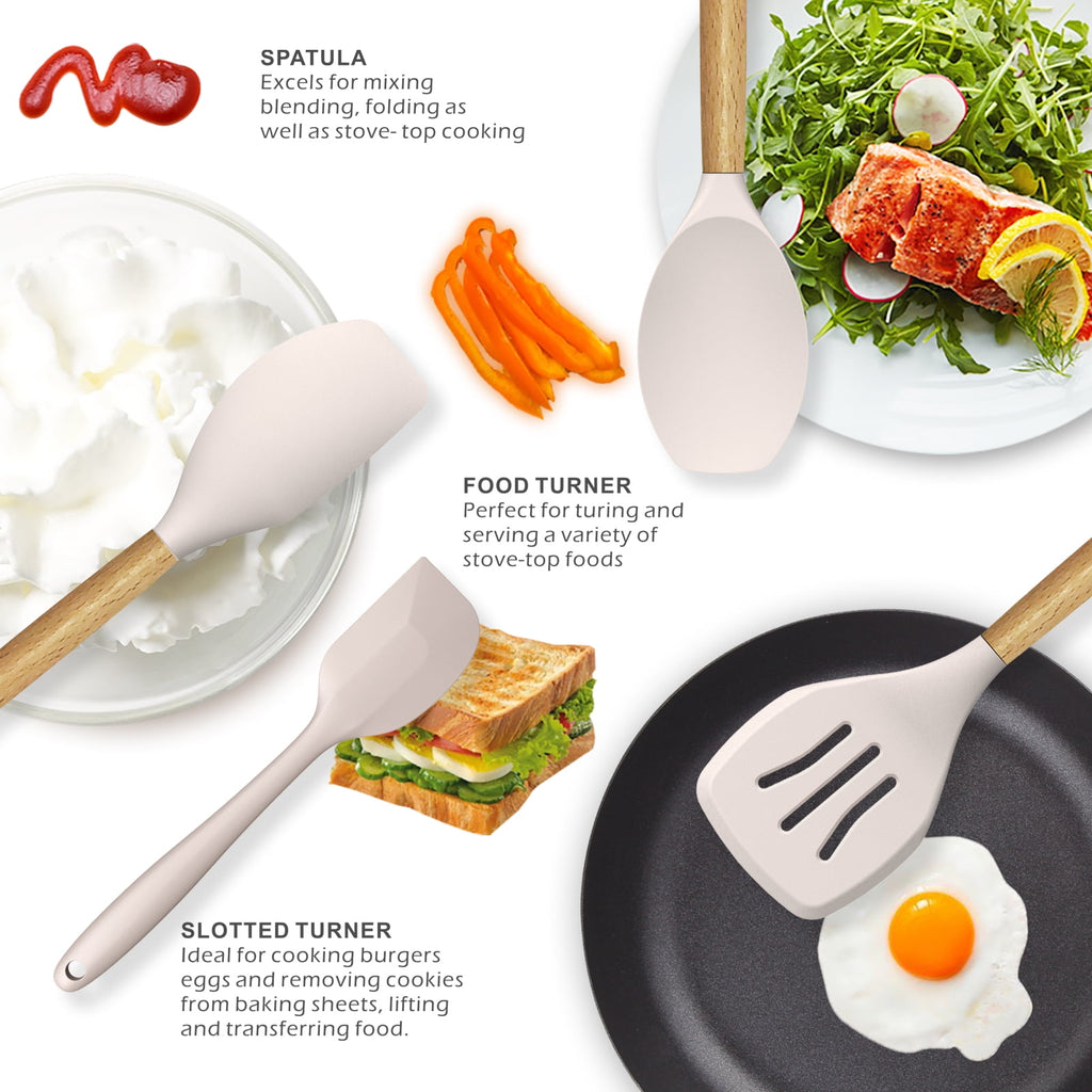 Silicone Cooking Utensils Set - 446°F Heat Resistant Silicone Kitchen Utensils for Cooking,Kitchen Utensil Spatula Se... - Image 3