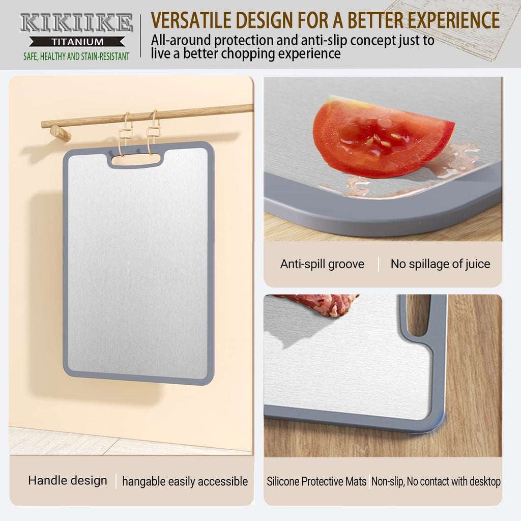 Titanium Cutting Board Double-sided non-slip silicone edging Pure Titanium Cutting Boards for Kitchen - Double-Sided ... - Image 3