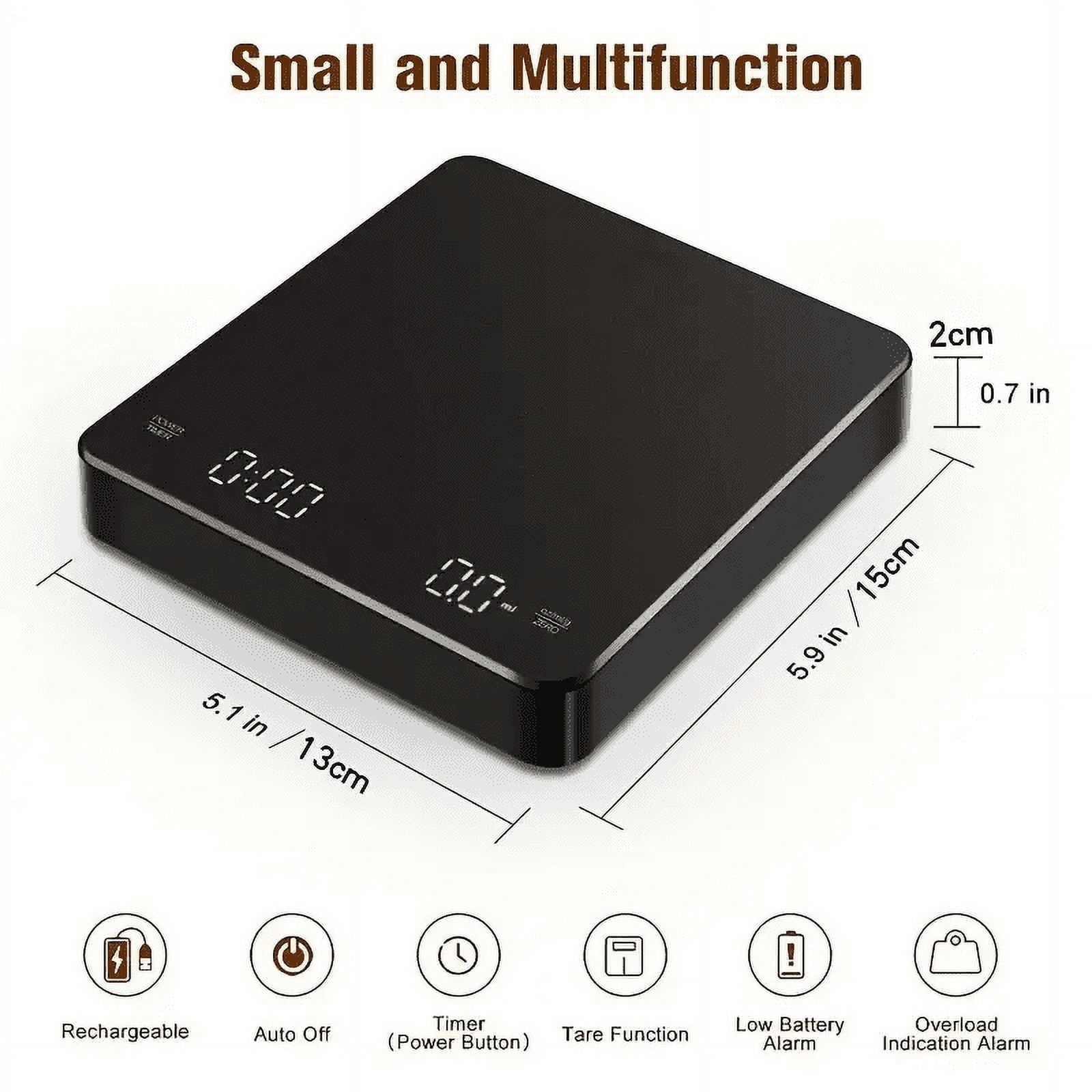 Digital Coffee Scale with Timer LED Screen Espresso USB 3kg Max.Weighing 0.1g High Precision Measures in Oz/ml/g Kitc... - Image 6