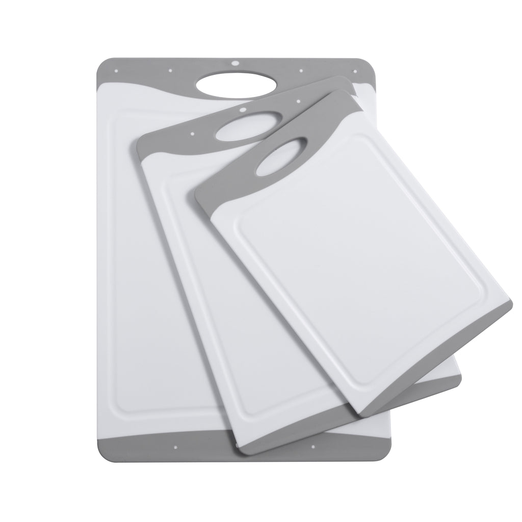Mainstays 3-Piece Non-Slip Poly Cutting Boards, 50% Recycled PP, 16.9"x 11.8", 13.7" x 9.5", 11.4" x 7.9", White&Silv... - Image 6