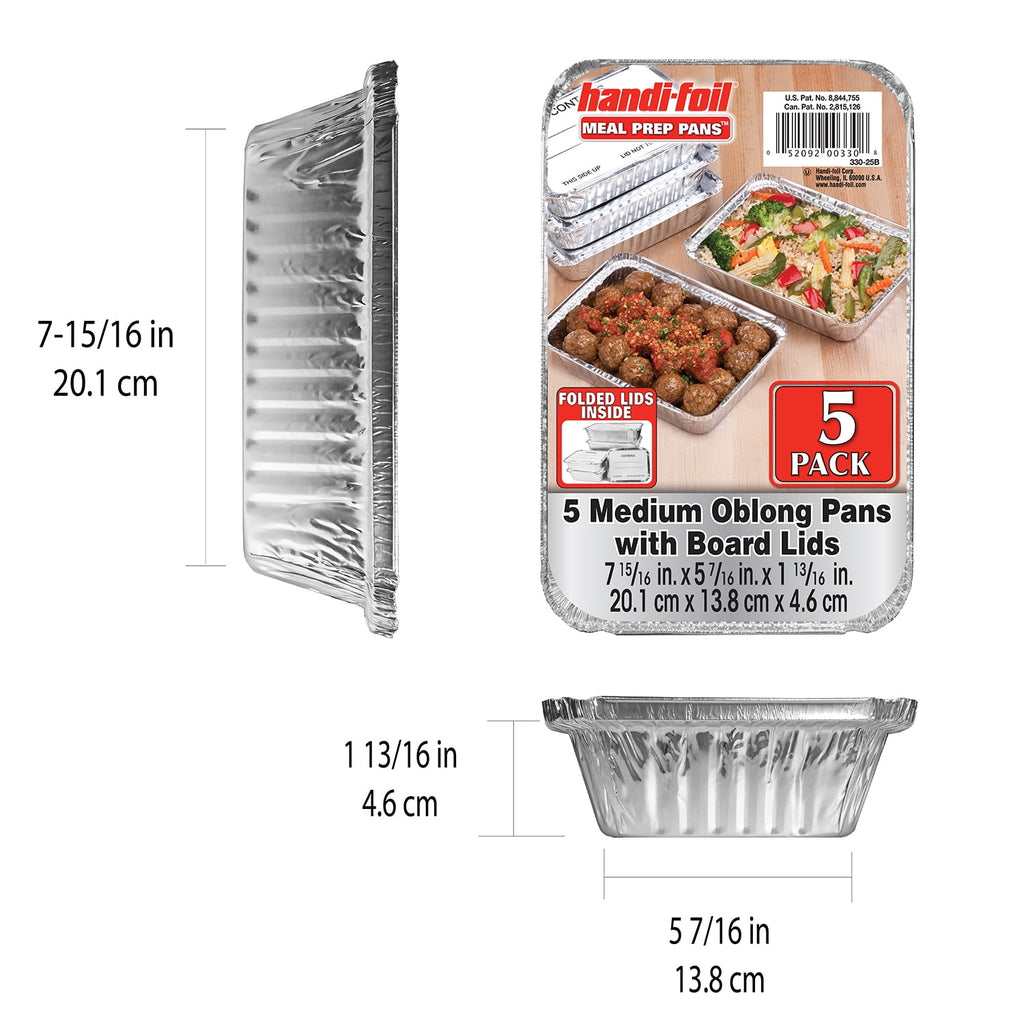 Handi-Foil Aluminum Meal Prep Pan with Lids, 5 Count - Image 2