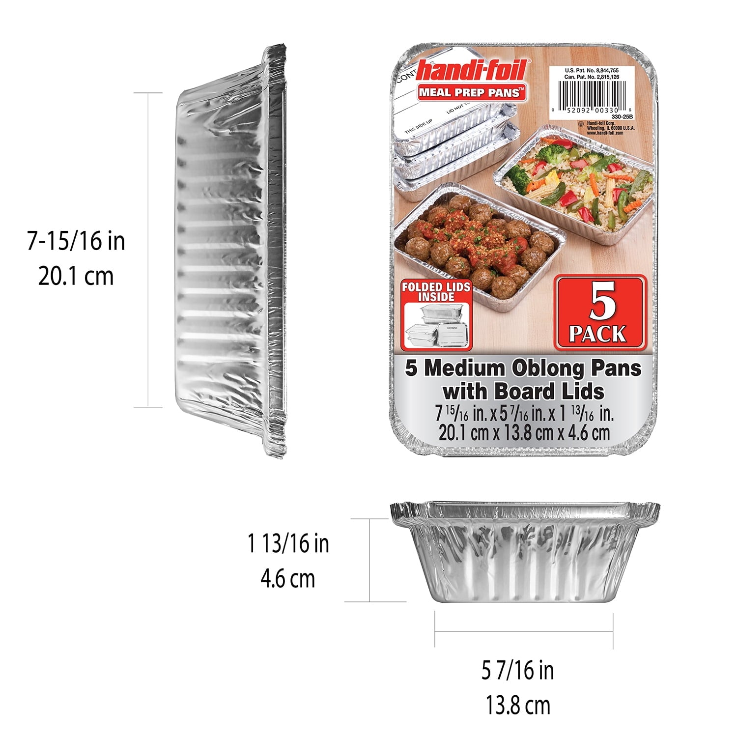 Handi-Foil Aluminum Meal Prep Pan with Lids, 5 Count - Image 2