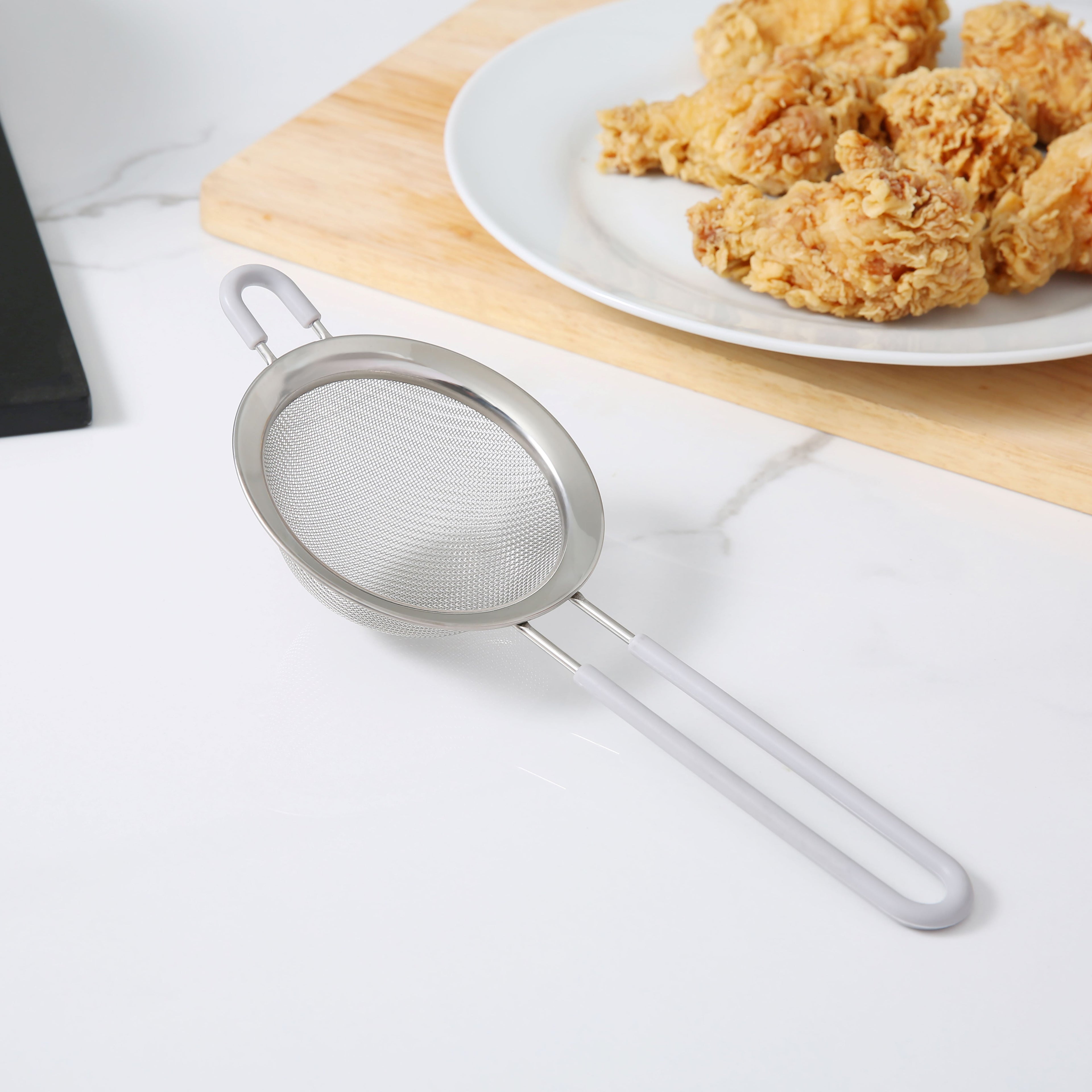 Mainstays 3" Premium Stainless Steel Fine Mesh Strainer, Silver - Image 2