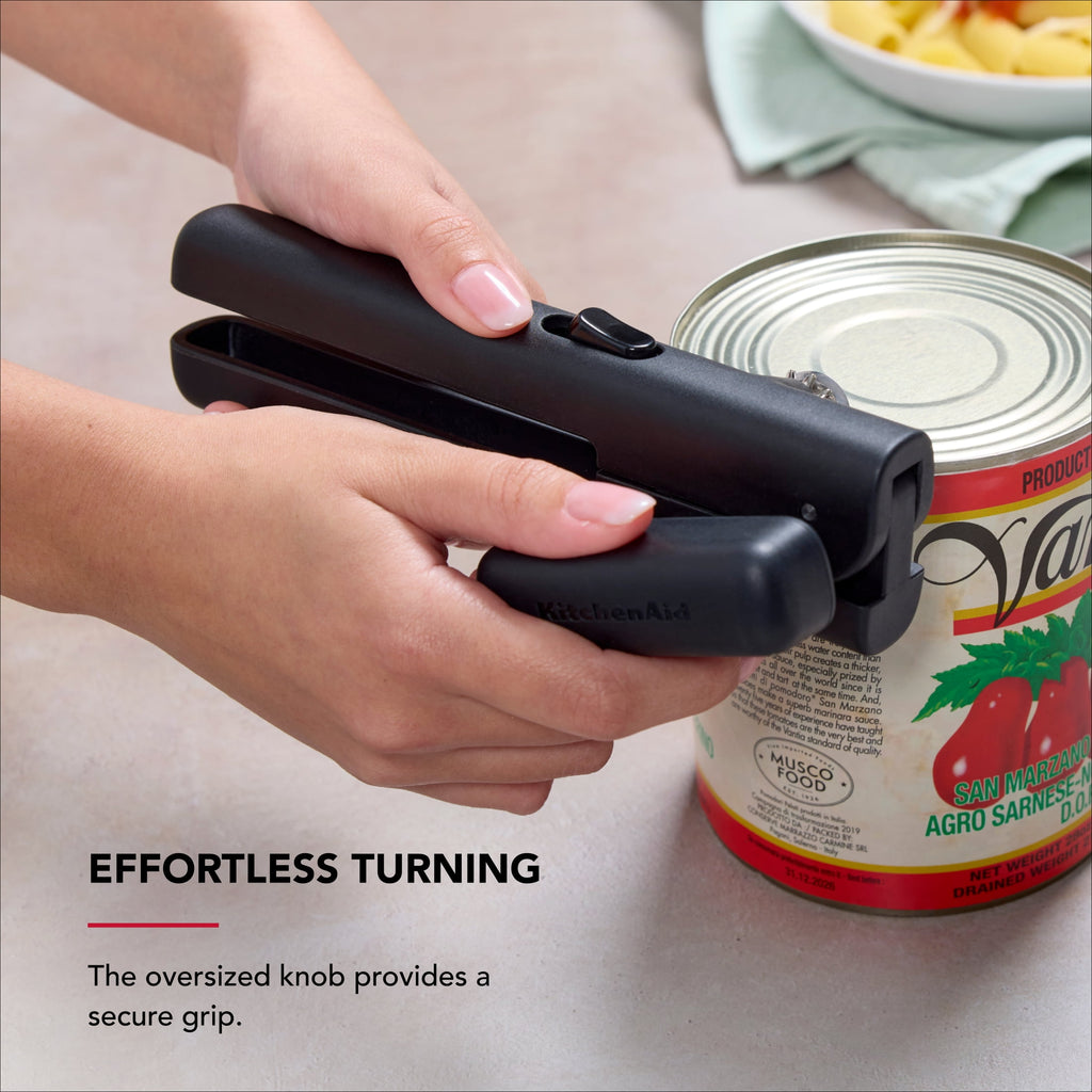 Stainless Steel Manual Can Opener with Locking Handles, Black - Image 3