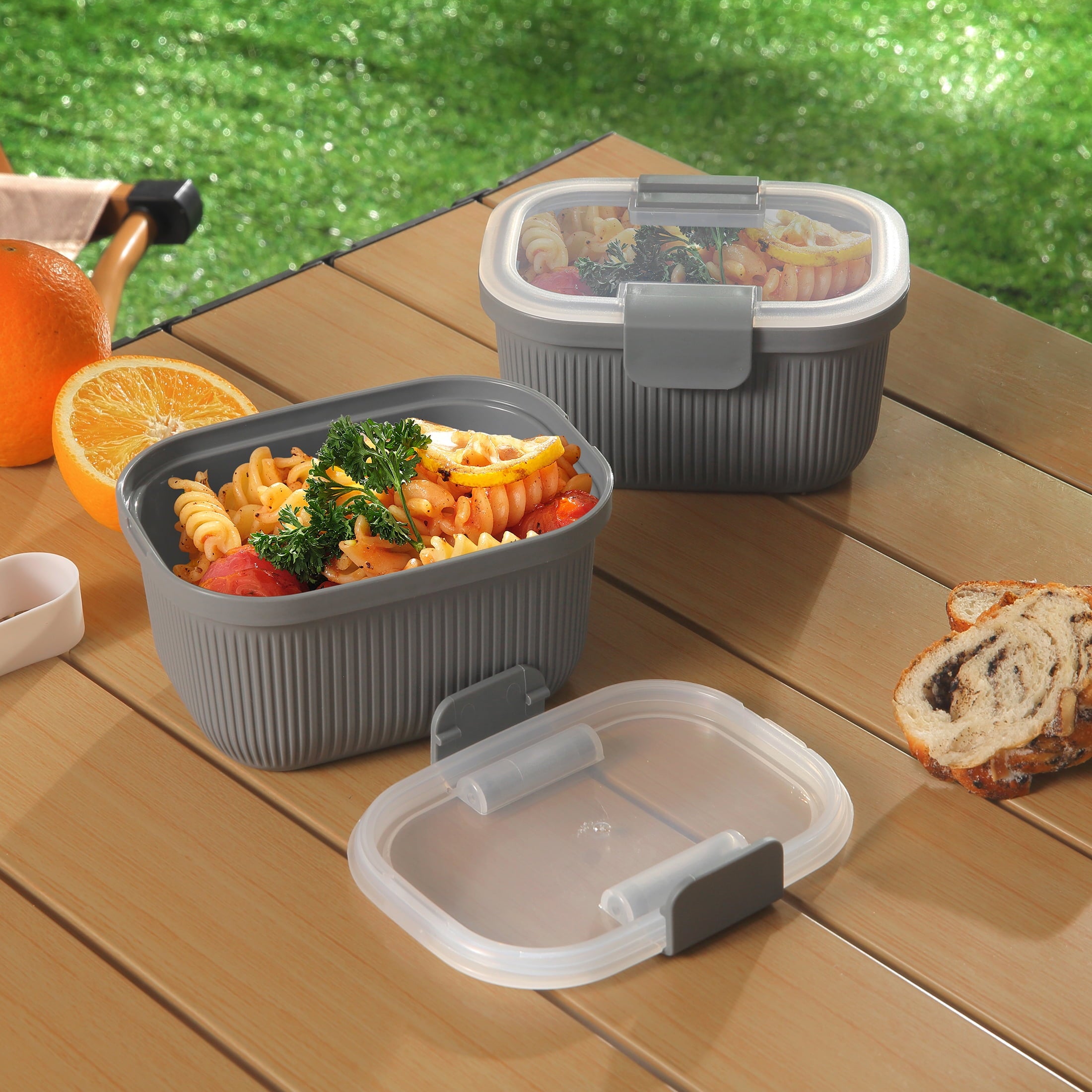 Mainstays Plastic Food Storage Bento Snack Container, Rectangle, Grey, 19oz Capacity, Made for Portable Food Storage - Image 5