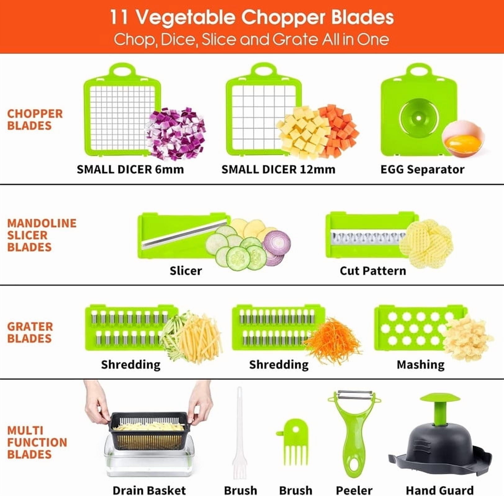 Vegetable Chopper Cutter Slicer Multifunctional 15-in-1 Food Veggie Salad Onion Chopper Cutter Dicer with Container, ... - Image 6