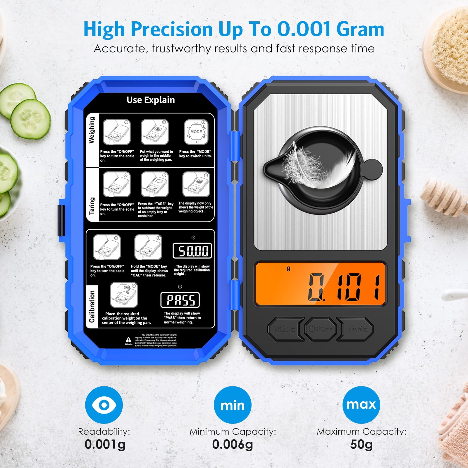 Scale for Kitchen, Digital Scale 20g-0.001g Pocket Scale Electronic Smart Scale with 20g Calibration Weight Mini Scal... - Image 3