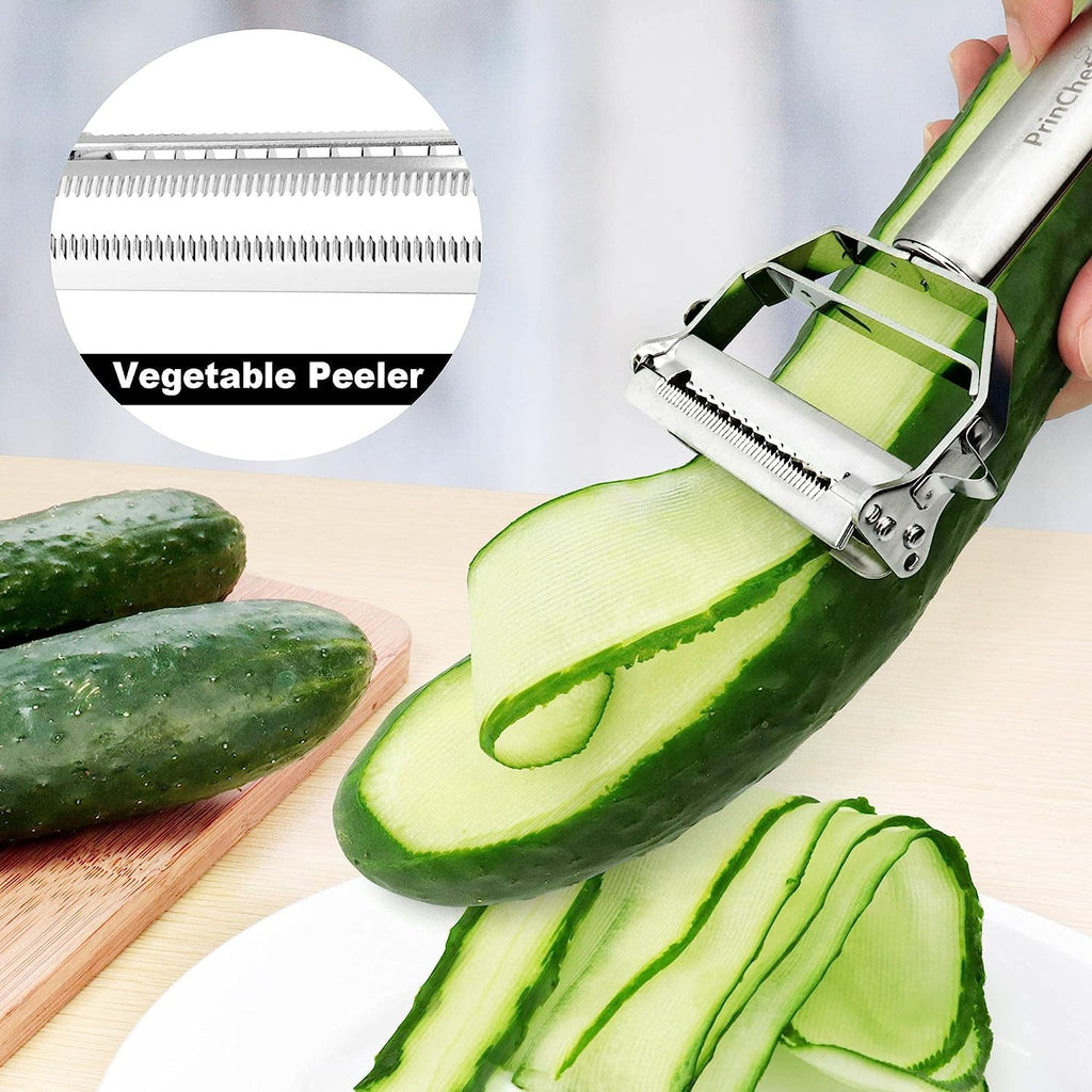 PrinChef Heavy Duty Vegetable Peeler, 3 in 1 Versatile Y Potato Peeler for Kitchen -Ultra Sharp Julienne Peeler with ... - Image 5