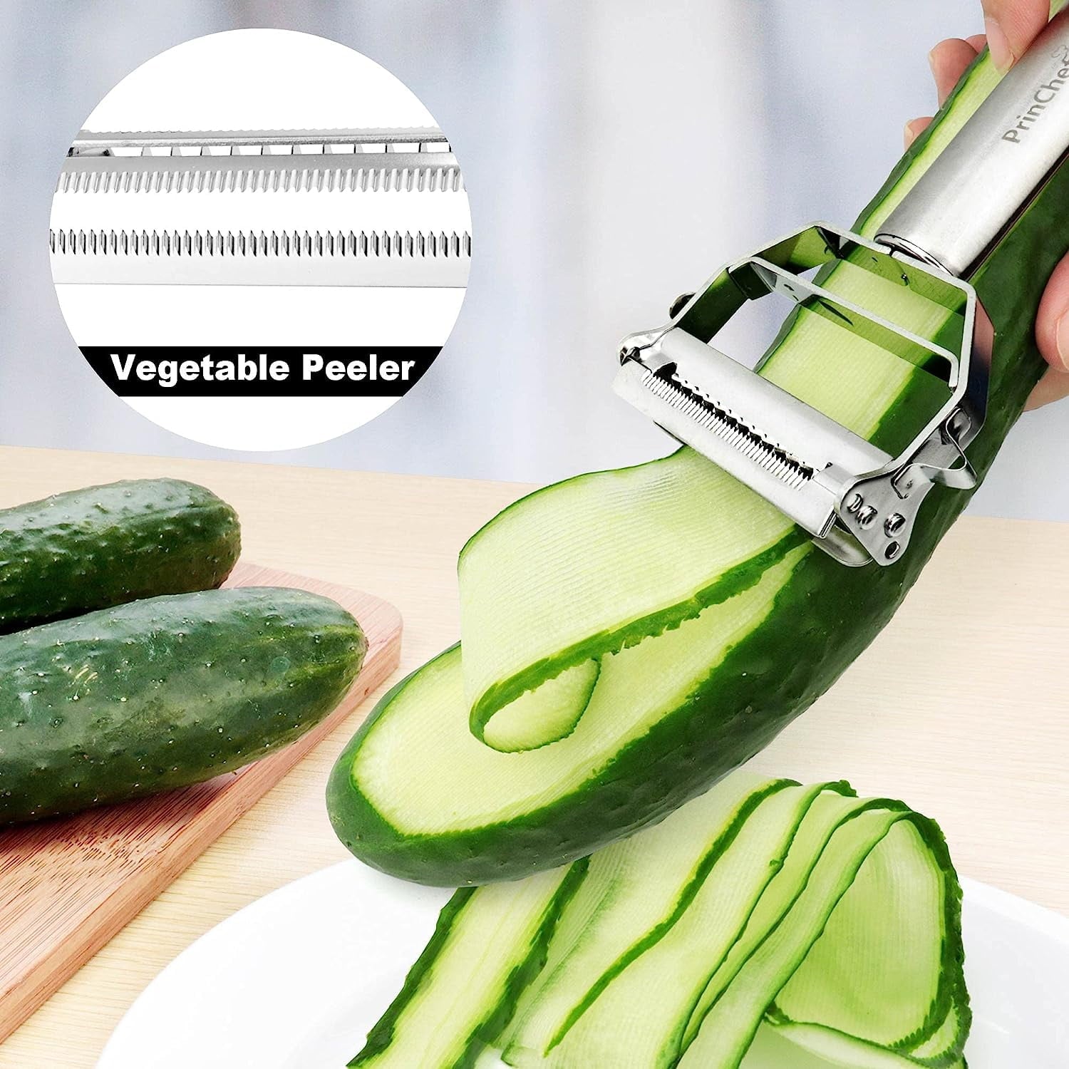 PrinChef Heavy Duty Vegetable Peeler, 3 in 1 Versatile Y Potato Peeler for Kitchen -Ultra Sharp Julienne Peeler with ... - Image 5