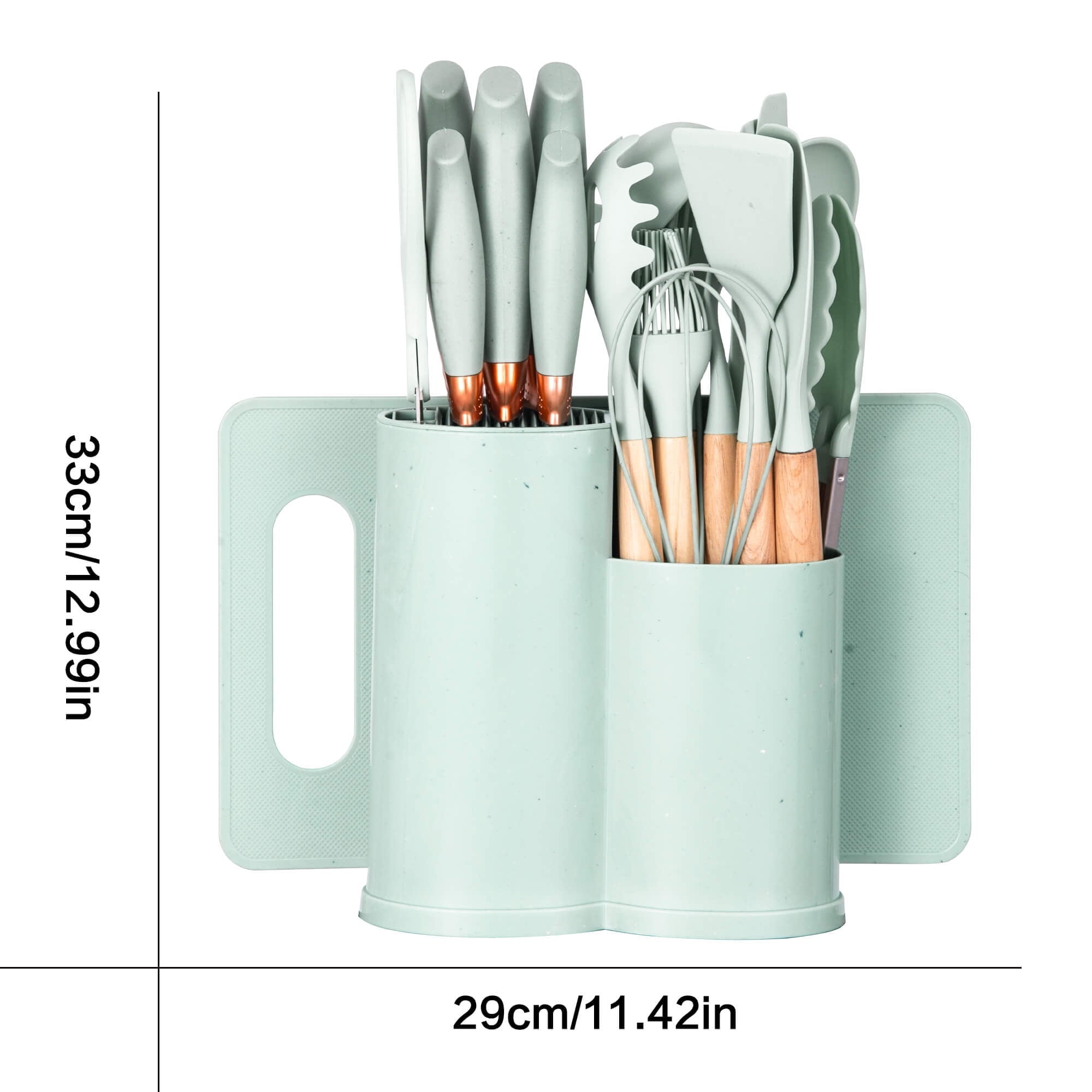 HEESEM 19pcs Silicone Kitchen Utensil Set, Heat-Resistant Non-Stick Easy Cooking Cleaning Home Light-Green - Image 5