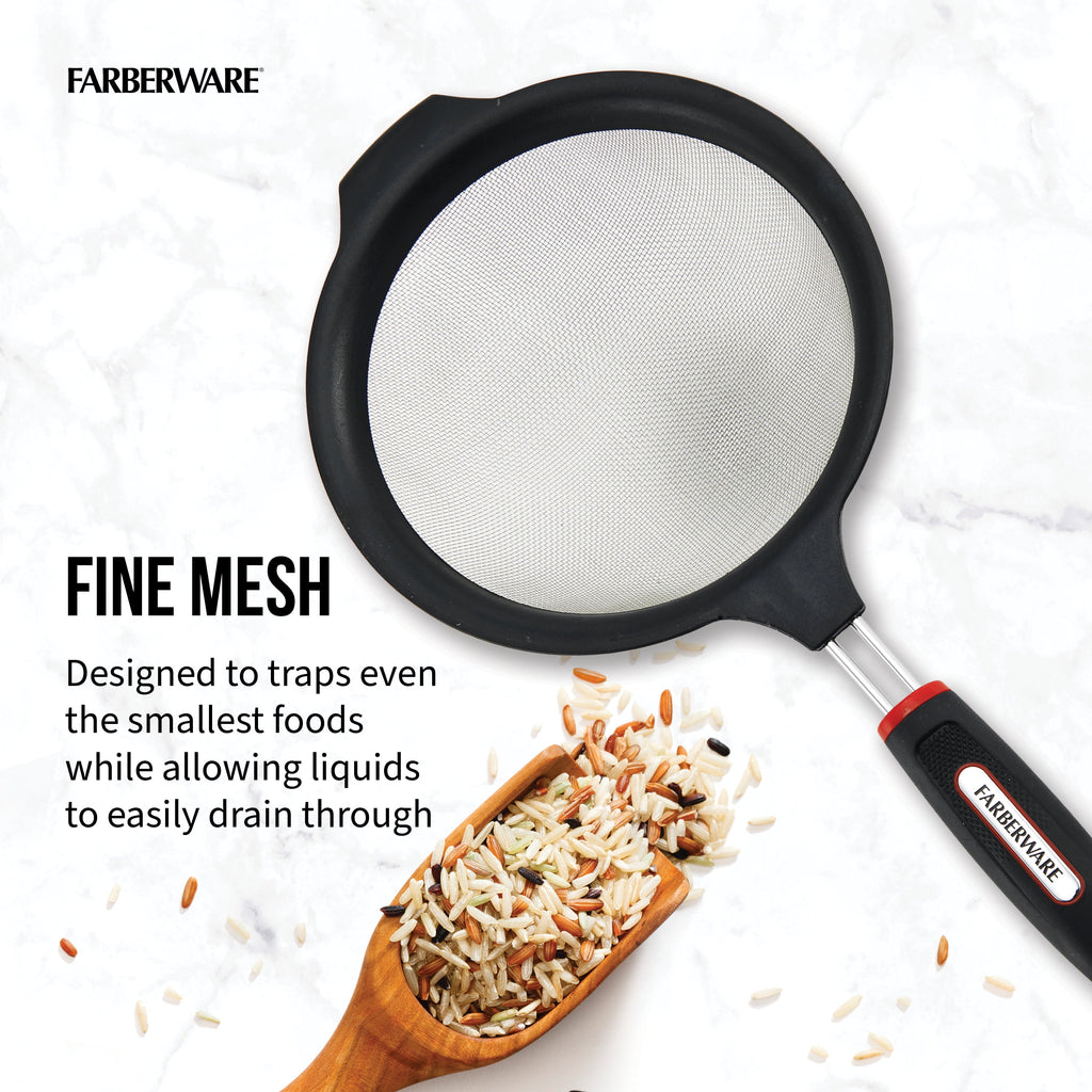 7-inch Diameter Soft Grips Mesh Strainer in Black - Image 4