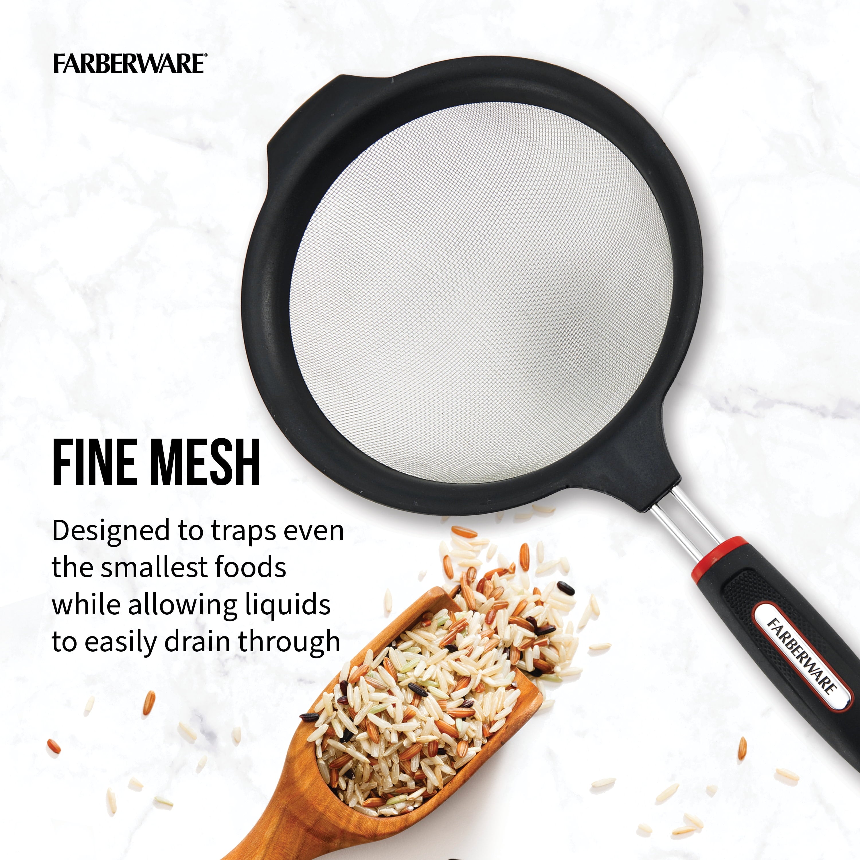7-inch Diameter Soft Grips Mesh Strainer in Black - Image 4