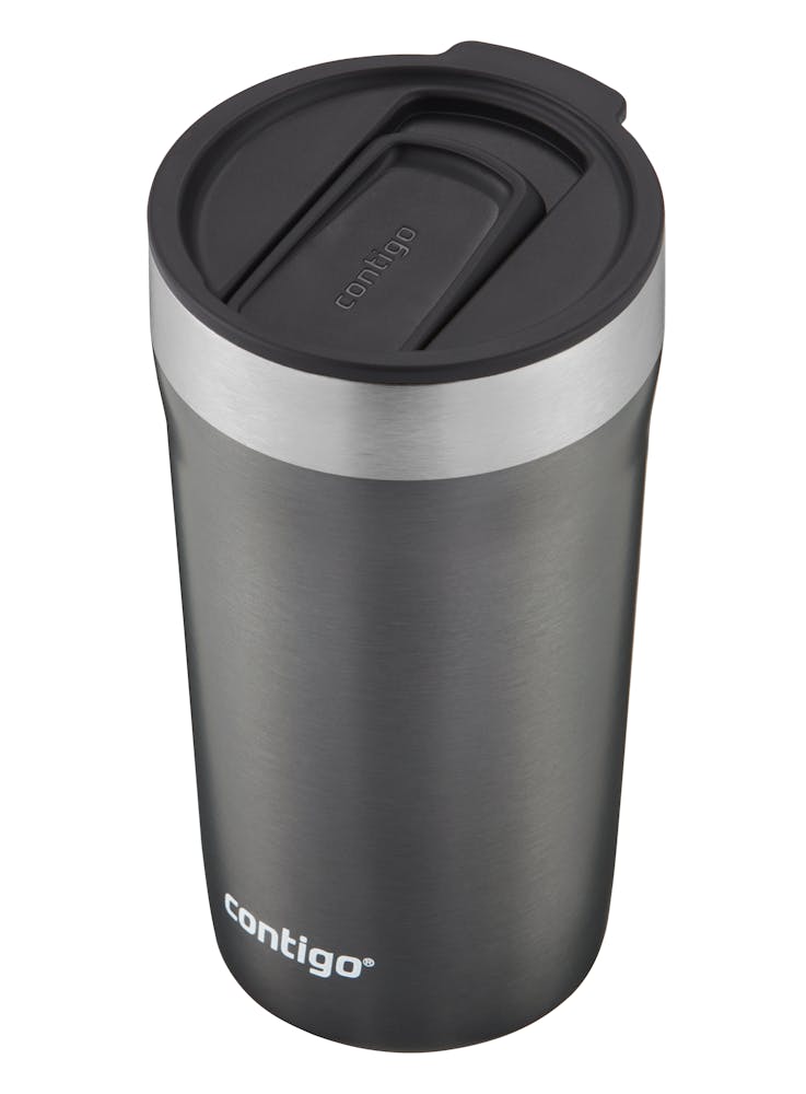 Black travel mug with lid