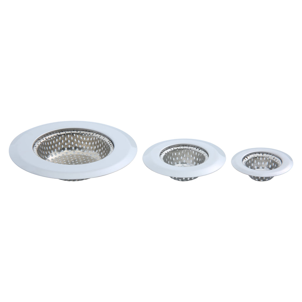 Mainstays Stainless Steel Kitchen Sink Drain Strainer Set 3 Pack 4.45", 2.95", 2.1" Silver - Image 4