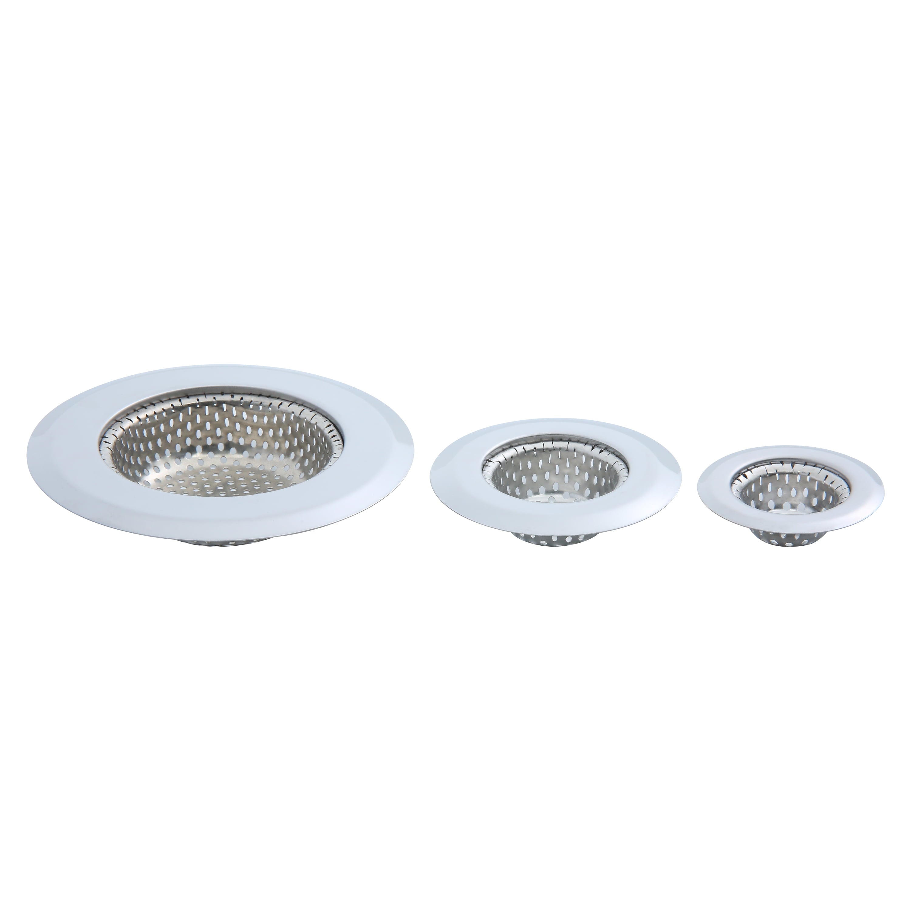 Mainstays Stainless Steel Kitchen Sink Drain Strainer Set 3 Pack 4.45", 2.95", 2.1" Silver - Image 4