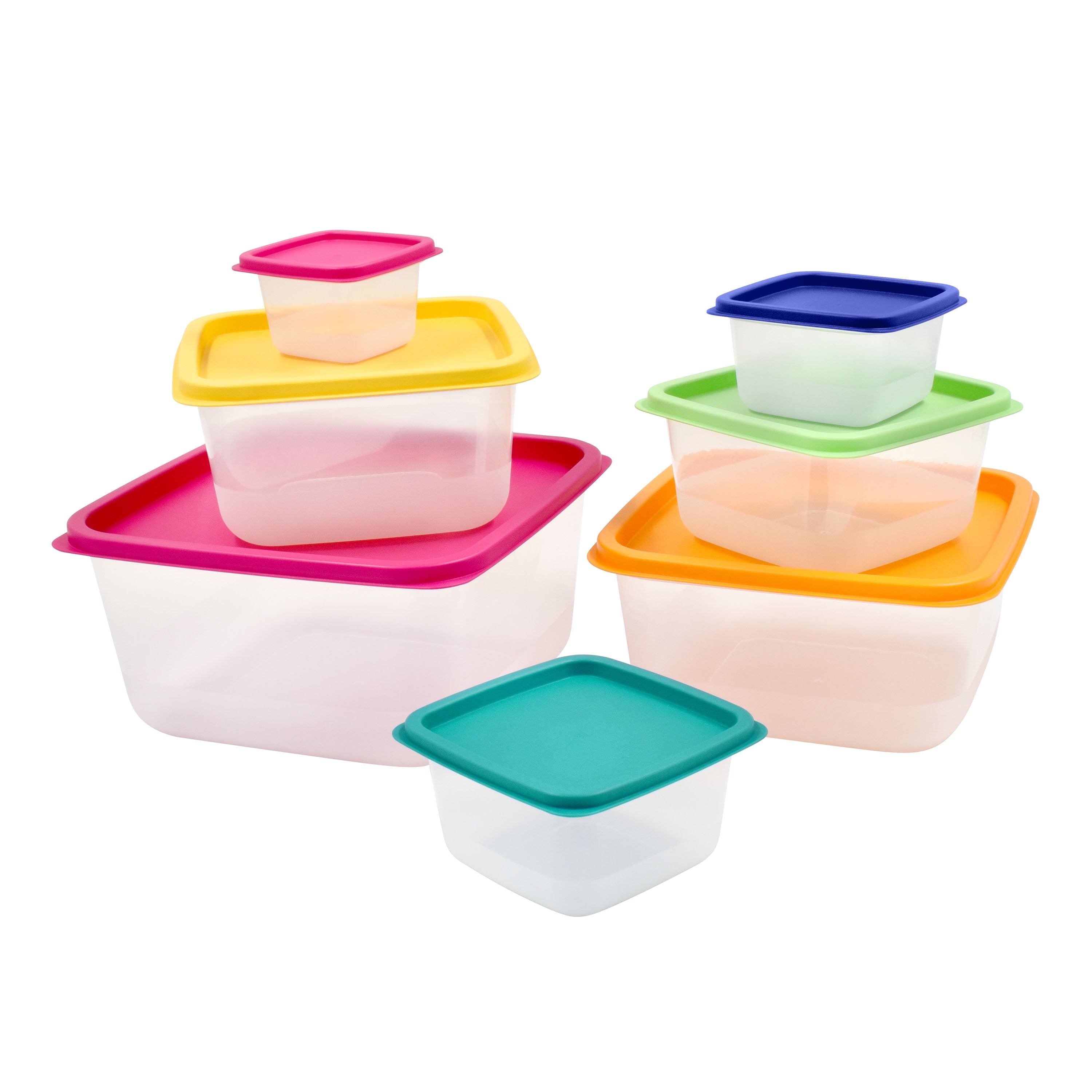 Mainstays Plastic Rainbow Food Storage Set, Multi Color, 14 Count, Best Used for Leftover Storage and Reheating - Image 5