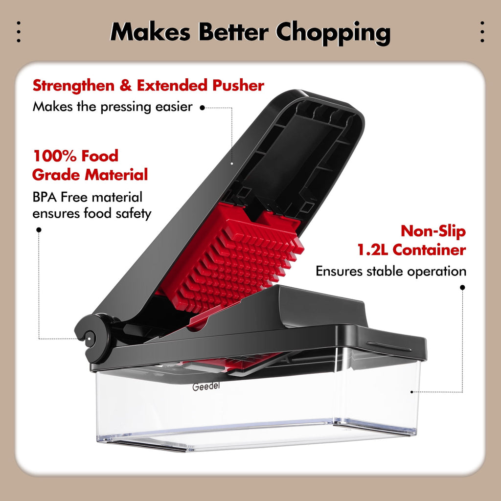 Geedel Vegetable Cutter, Onion Cutter Pro Food Chopper, Kitchen Vegetable Slicer Dicer Cutter Grater, Veggie Chopper ... - Image 4