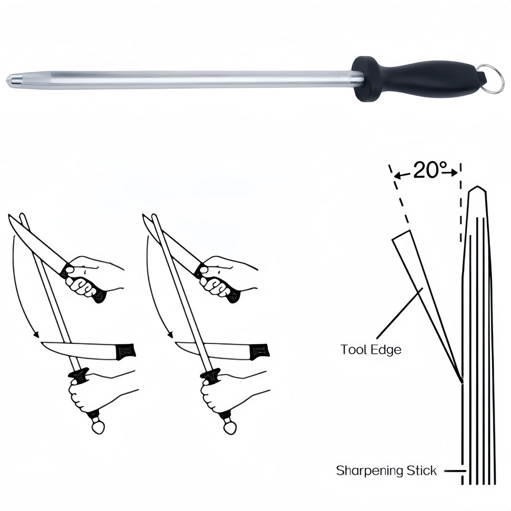 DEKEones 12 Inch Carbon Steel Black Sharpening Steel Knife Sharpeners - Image 2