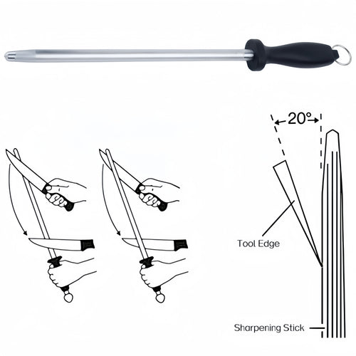 DEKEones 12 Inch Carbon Steel Black Sharpening Steel Knife Sharpeners - Image 2