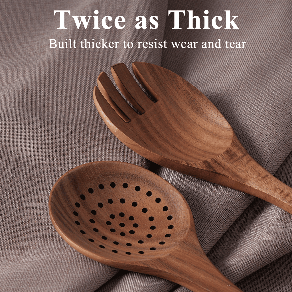 VAVSEA Thick Wooden Spoons for Cooking, 8 Pcs Natural Wooden Utensil for Cooking with Non-Stick, Heat Resistant, Wood... - Image 4