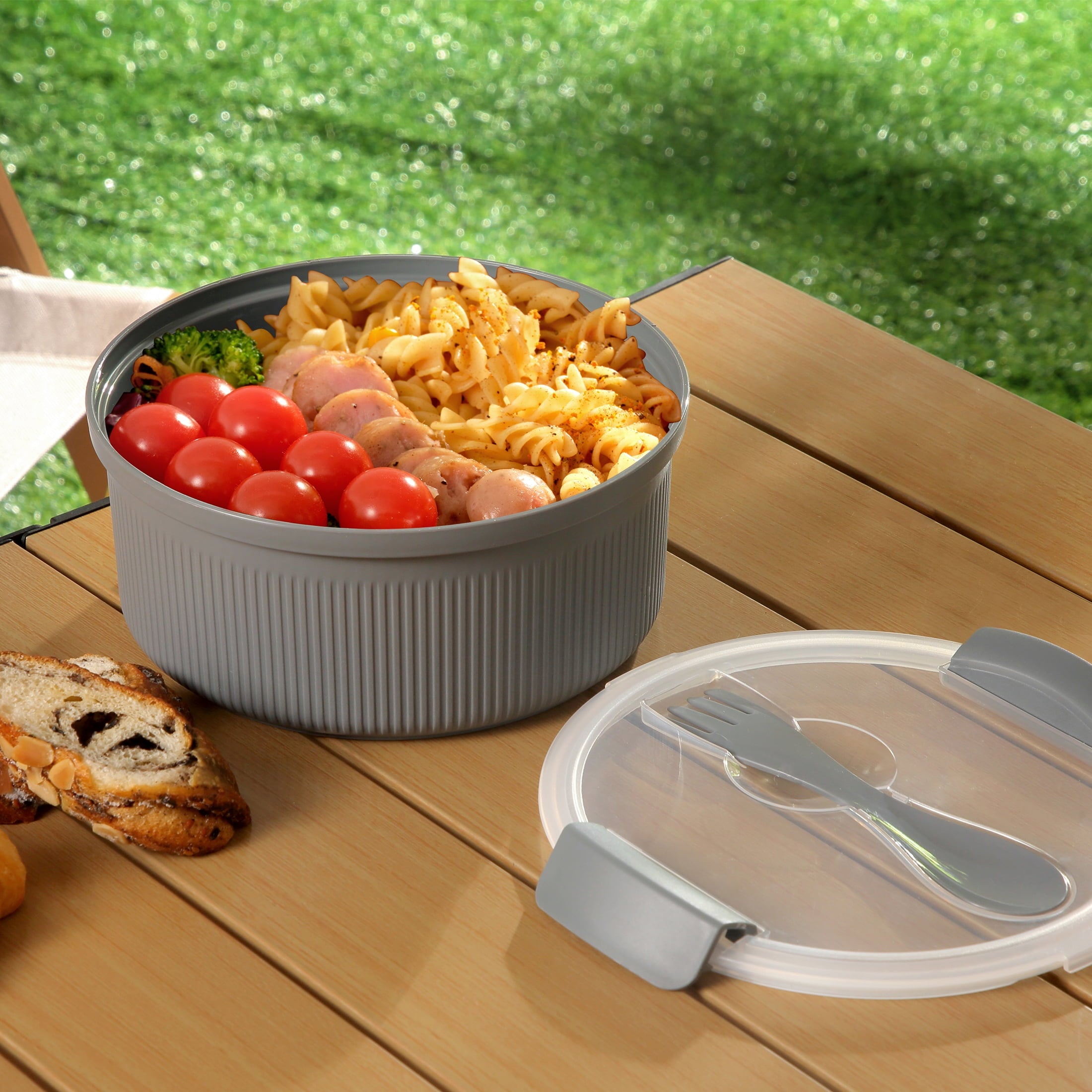 Mainstays Food Storage Container, Round, Grey, 47oz Capacity - Image 5