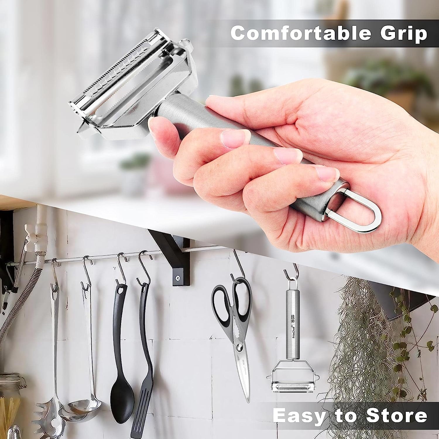 PrinChef Heavy Duty Vegetable Peeler, 3 in 1 Versatile Y Potato Peeler for Kitchen -Ultra Sharp Julienne Peeler with ... - Image 6