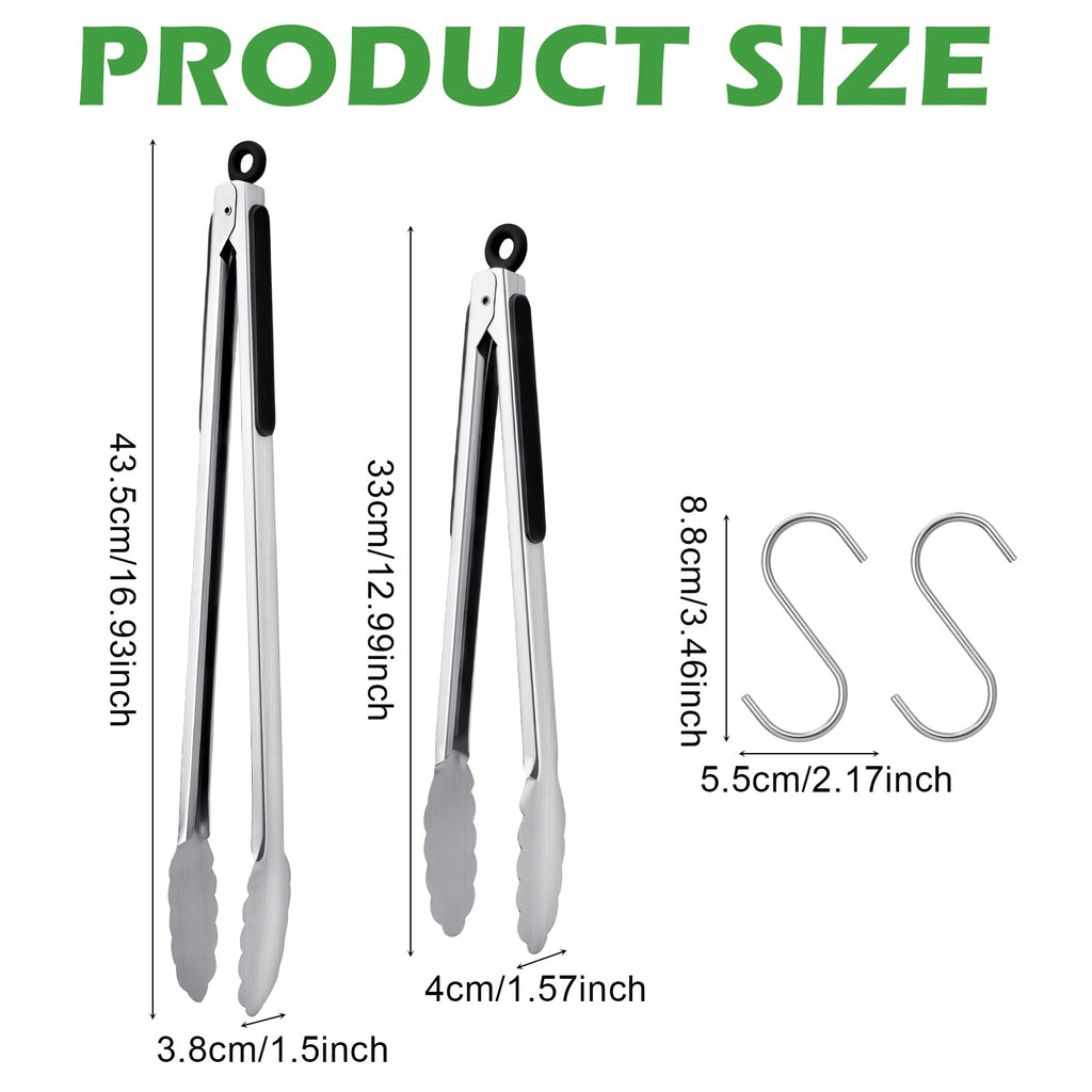Topekada 2 Pack 12 16 Inch Extra Long Grill Tongs - Stainless Steel Cooking Tongs, Metal Locking Tong for BBQ, Grilli... - Image 2