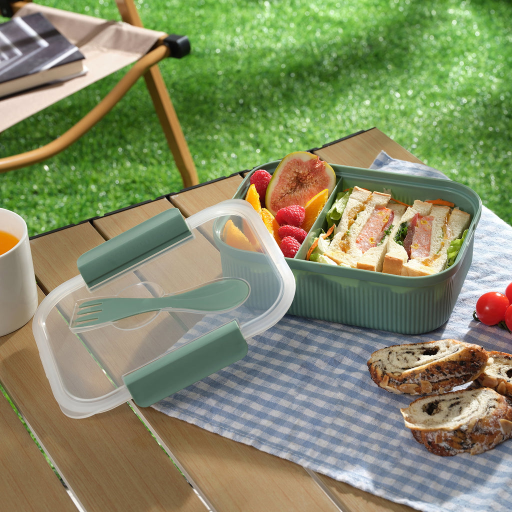 Mainstays Food Storage Bento Container, Rectangle, Green, 42oz Capacity, A Practical Choice for School Lunches and Ac... - Image 6