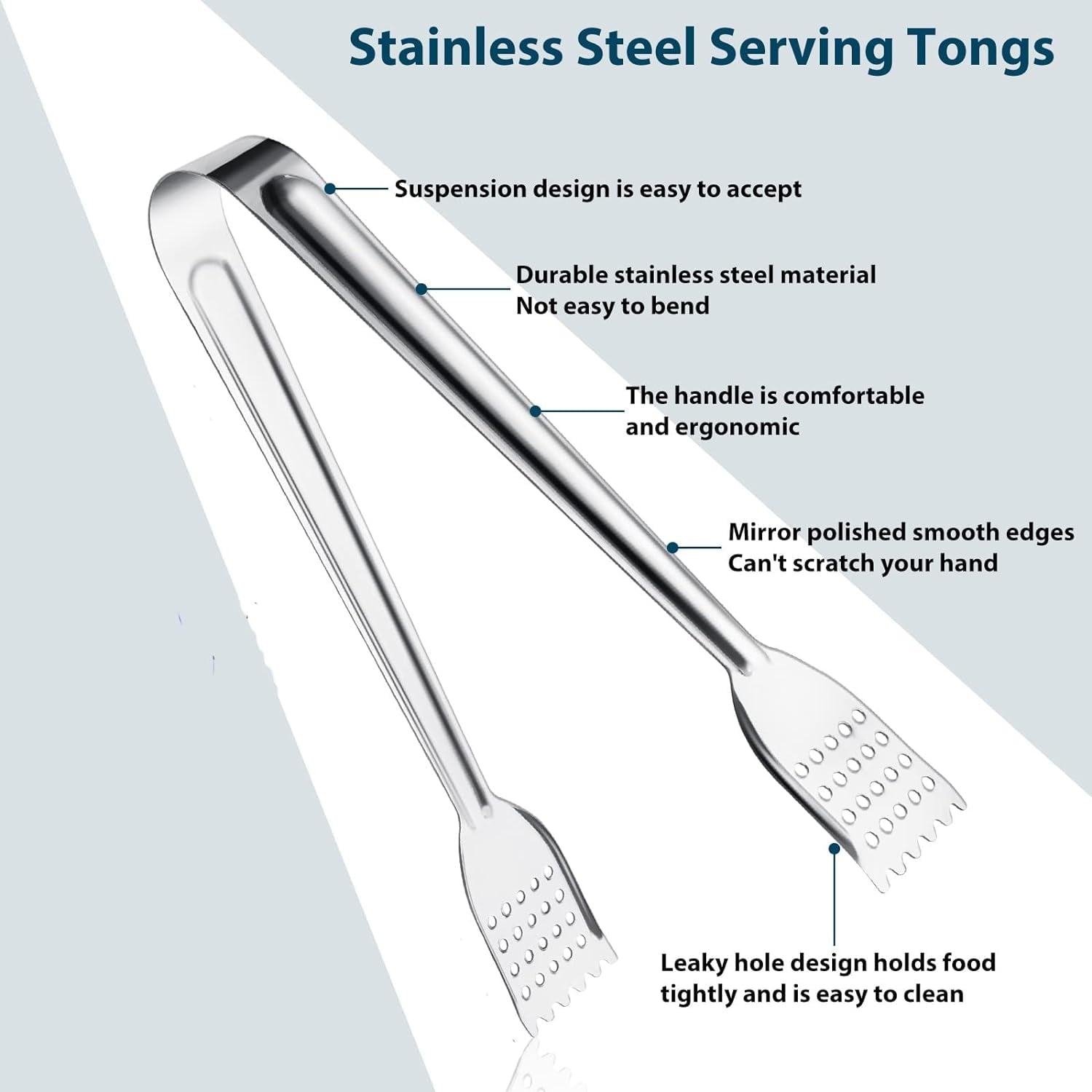 TEXIJUSO 8 Pack 7 Inch Serving Tongs, Kitchen Tongs, Buffet Tongs, Stainless Steel Food Tong Serving Tong - Image 2
