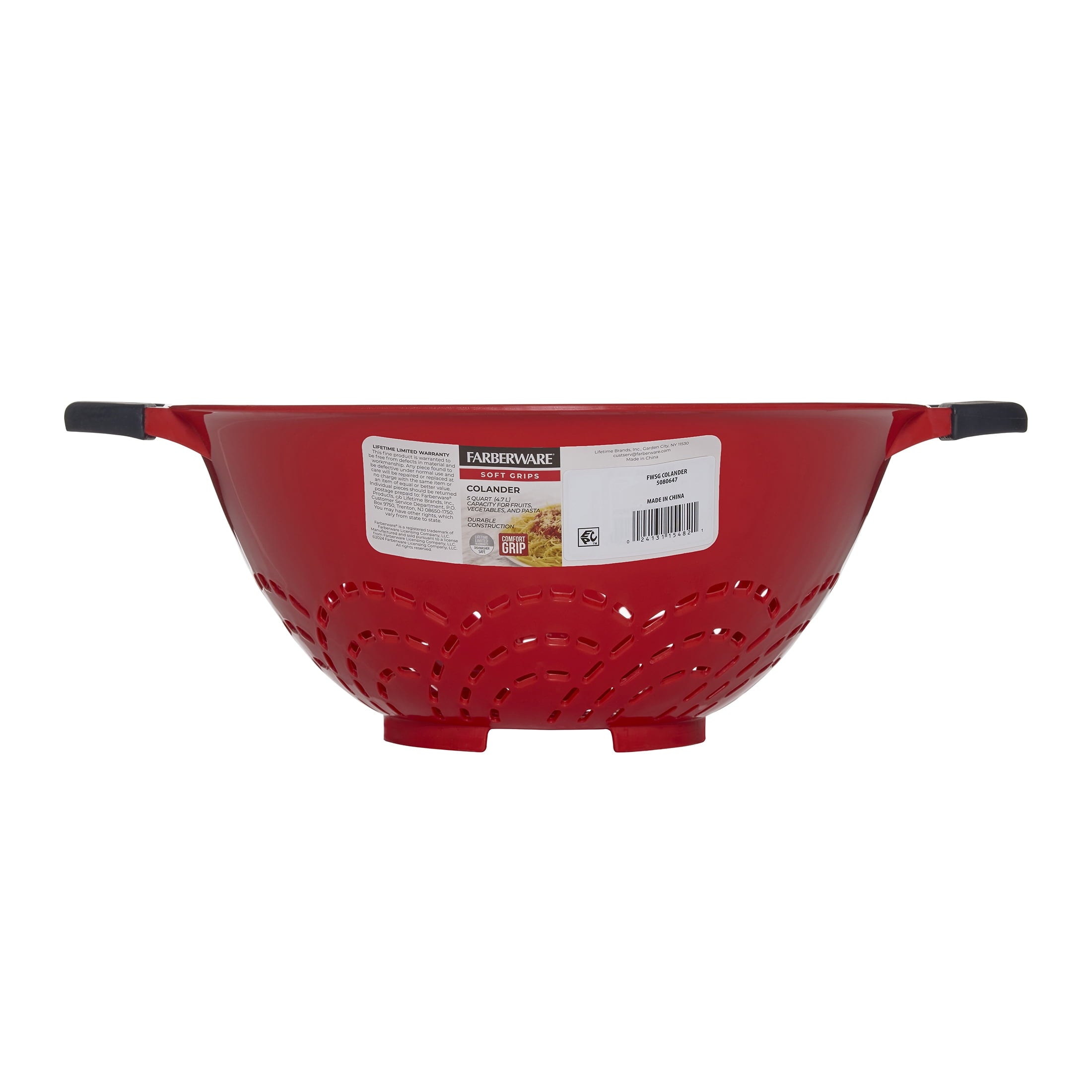 5-Quart Soft Grips Colander, Red, 1-Piece - Image 5