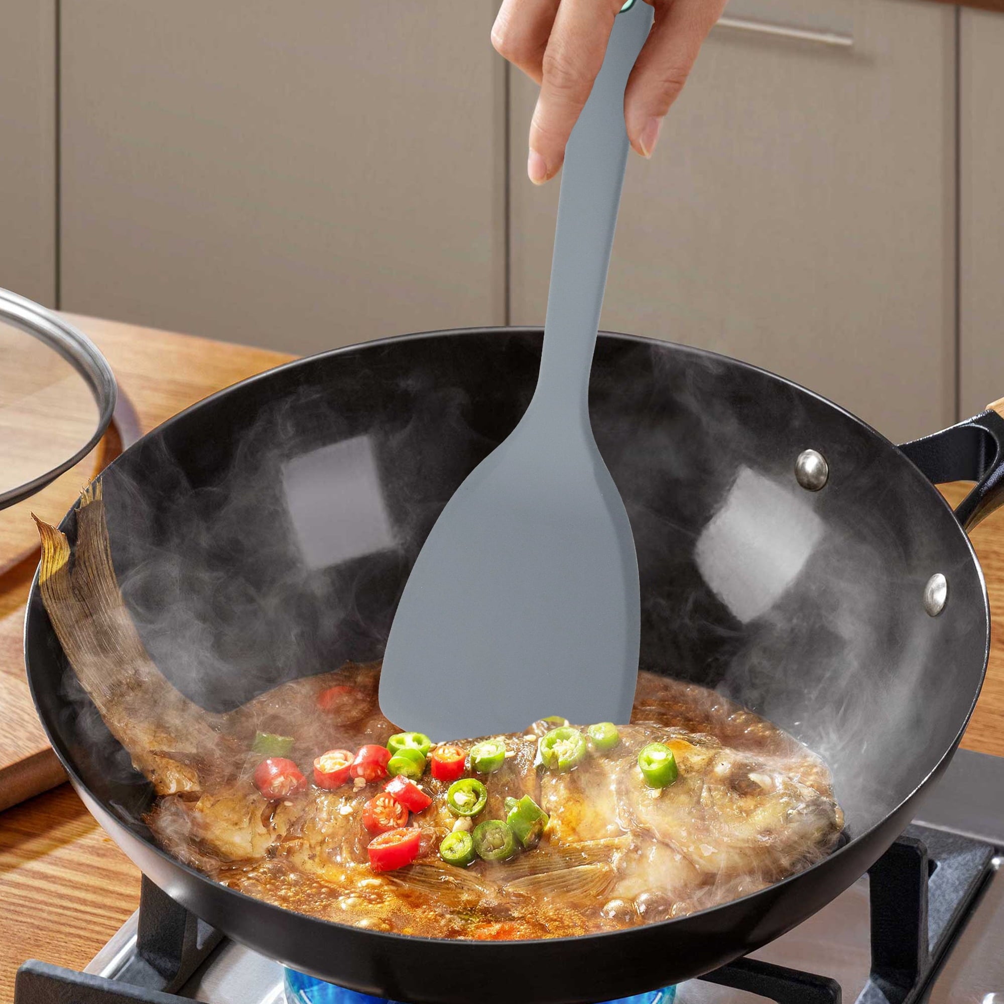To encounter 5 Pieces Silicone Spatula Set, Non-Stick Silicone Turner Spatulas, Heat Resistance Cooking Utensils, Fli... - Image 3