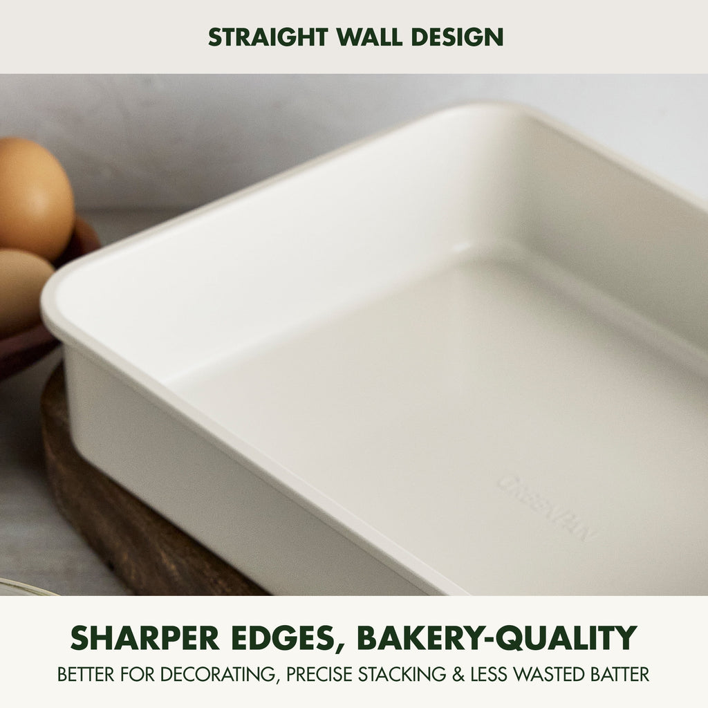 GreenPan 13" x 9" Nonstick Straight Side Cake Pan Healthy Coating, Oven Safe, Durable Bakeware - Image 2