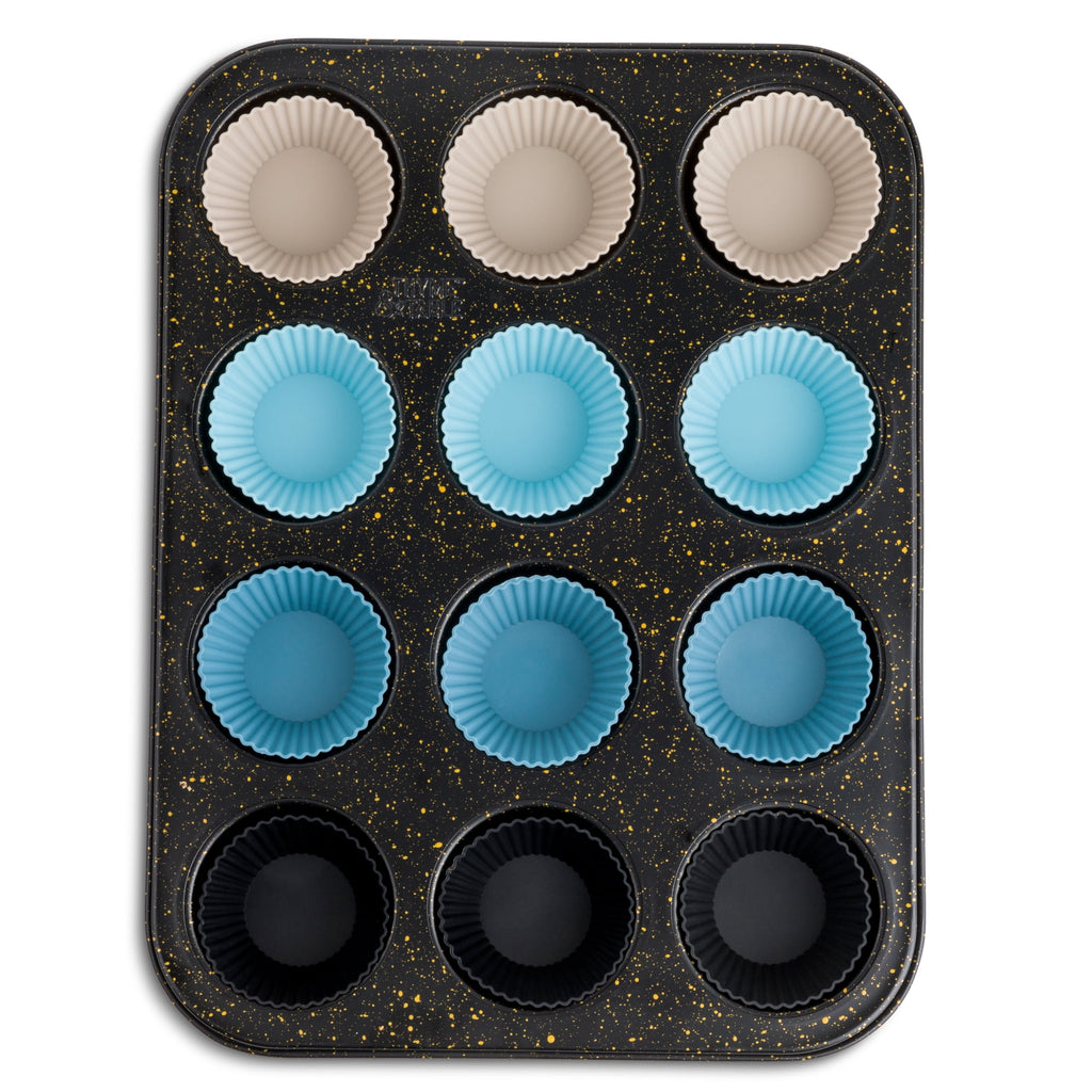 Thyme & Table 12 Cup Nonstick Muffin Pan with Silicone Baking Cups - Black - Image 6