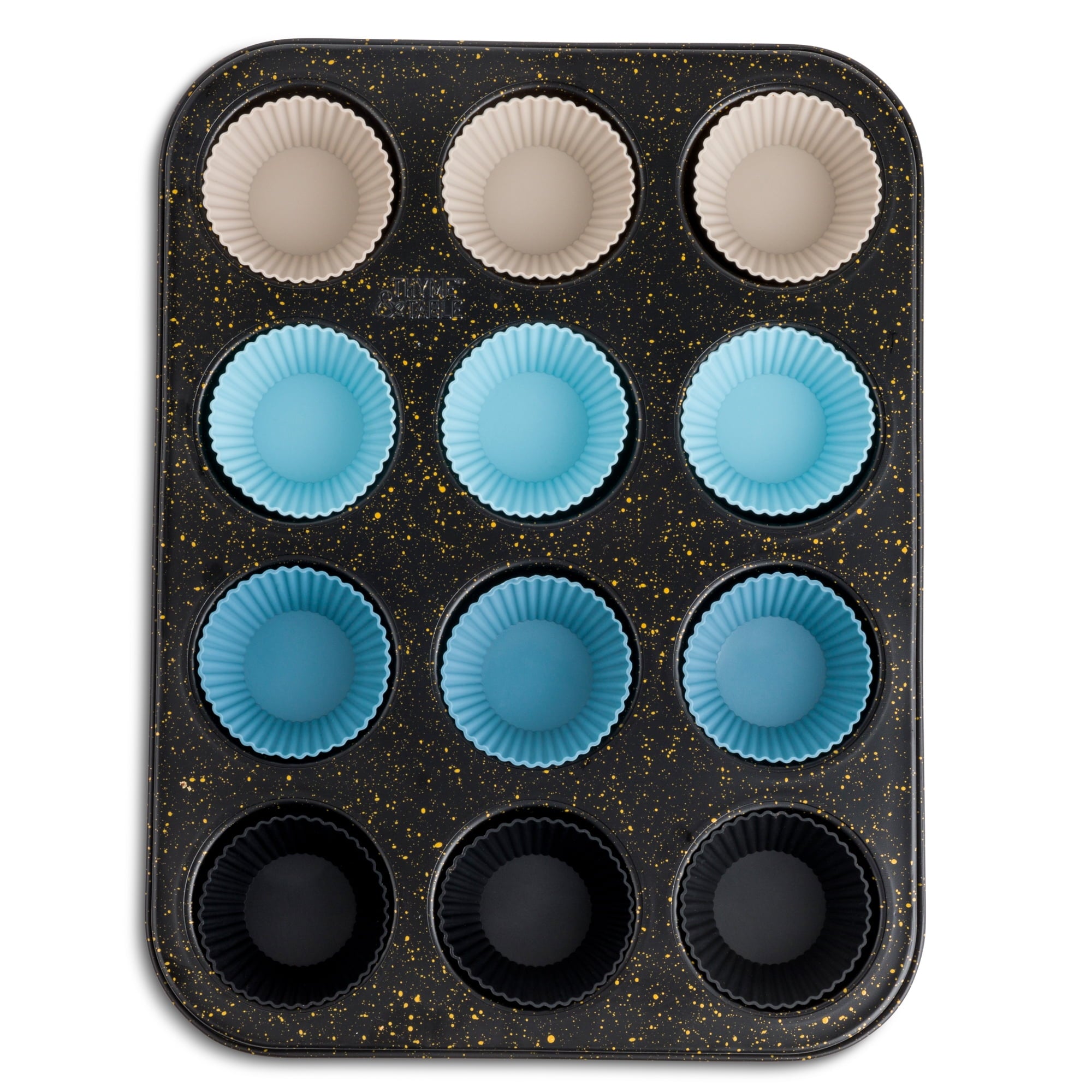 Thyme & Table 12 Cup Nonstick Muffin Pan with Silicone Baking Cups - Black - Image 6