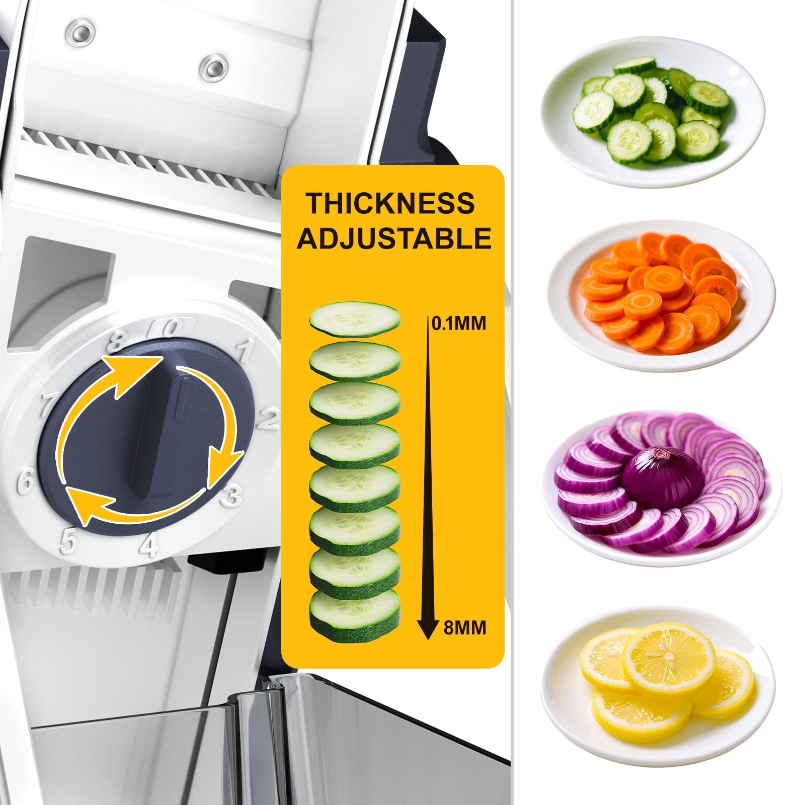 SupMaKin Safe Slice Mandoline, 36+ slicing options, Adjustable Thickness Settings 0.1-8mm - Image 5