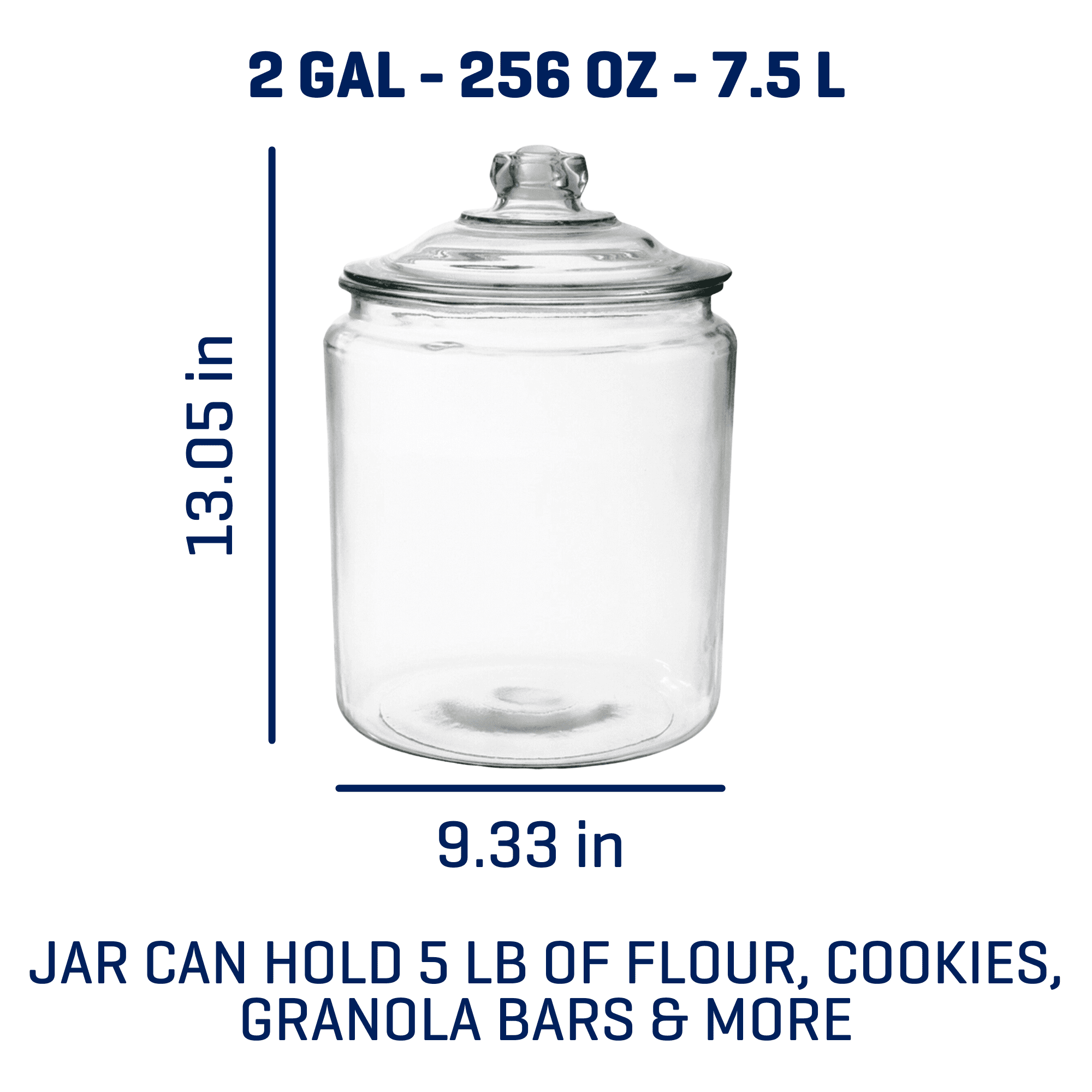 Anchor Hocking Heritage Hill Glass Jar with Lid, 2 Gallon, Made for Pantry Jar Storage and Display - Image 2